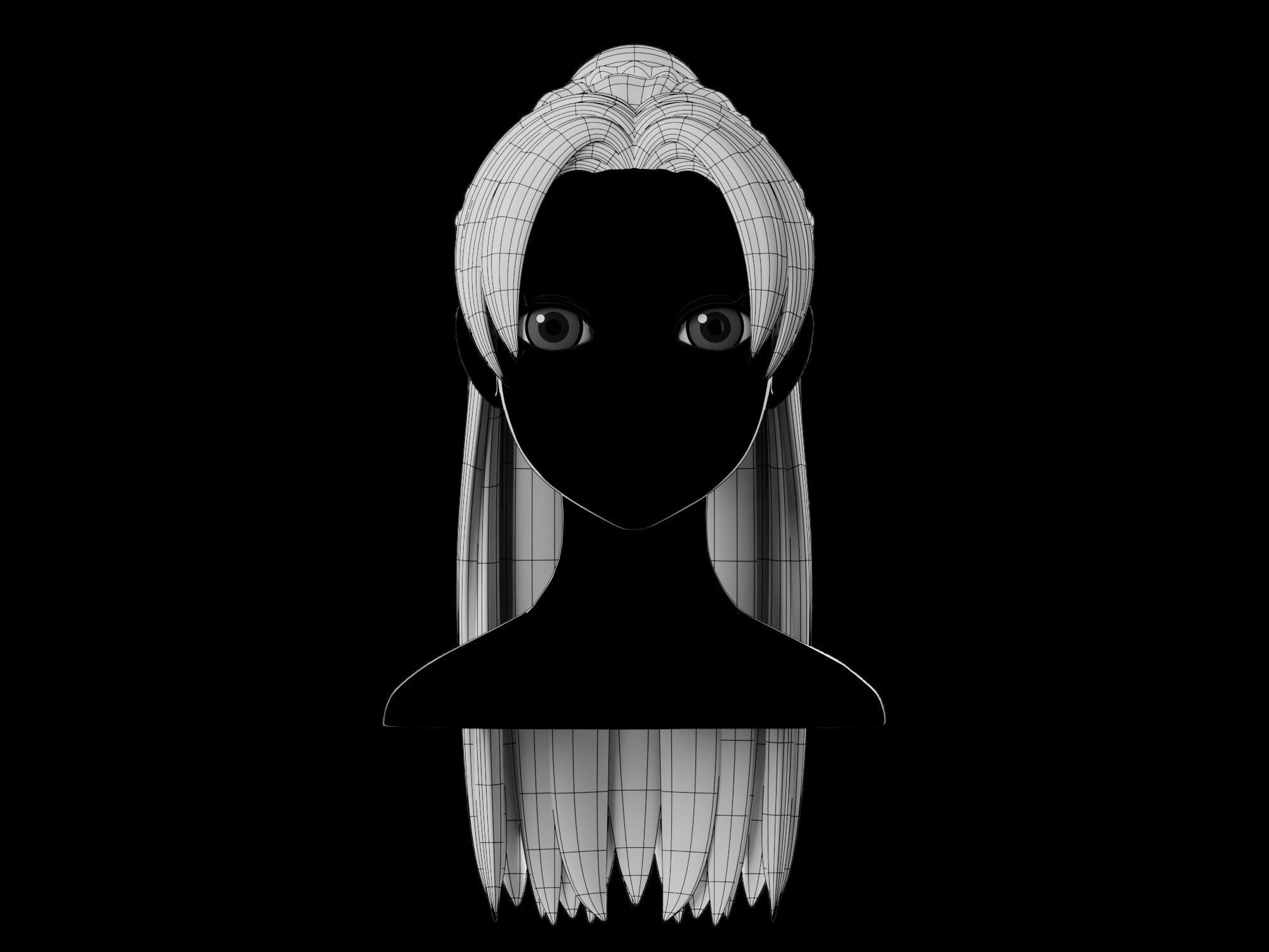 Anime hair style 08 Low-poly 3D model_9