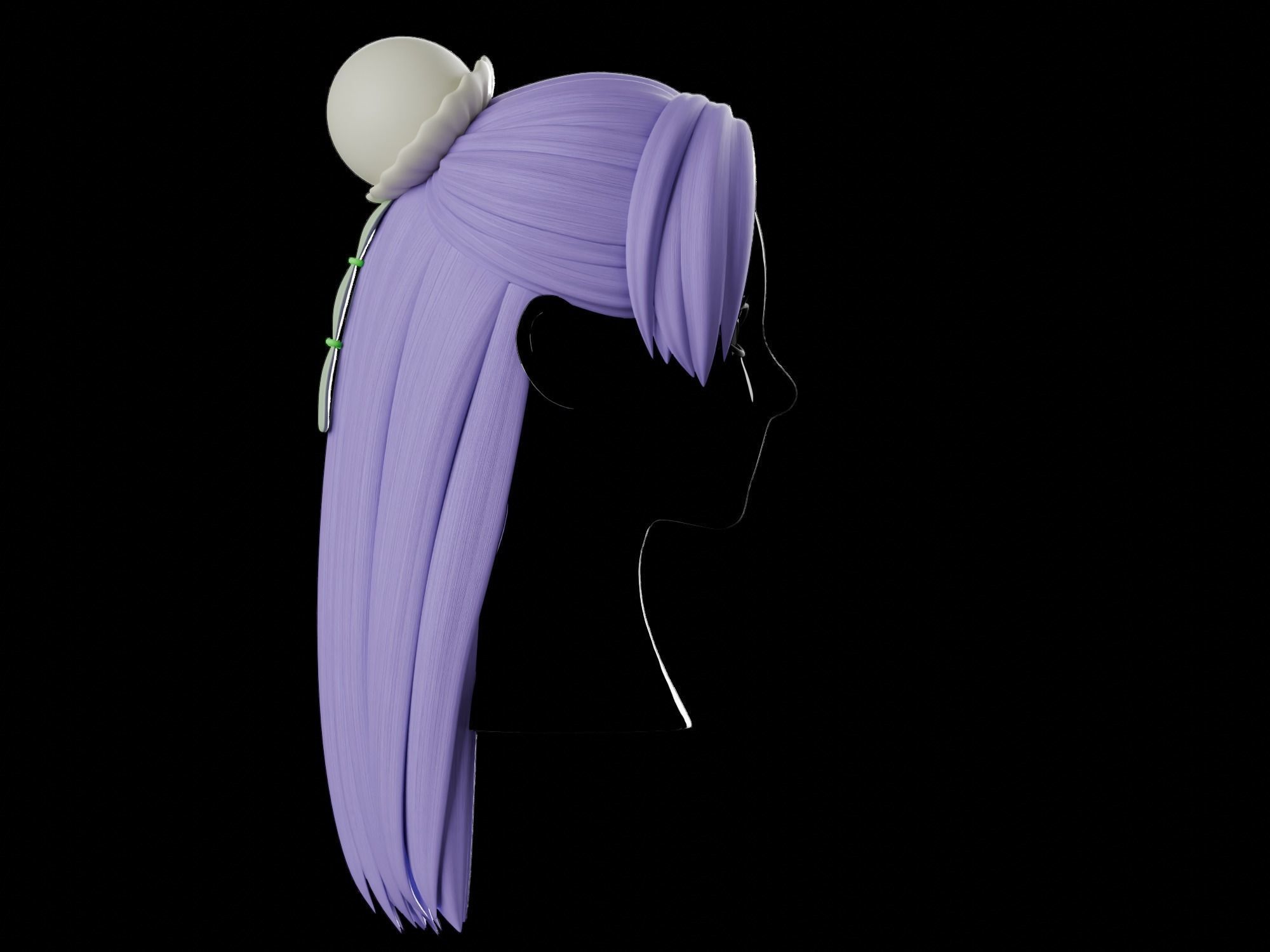 Anime hair style 08 Low-poly 3D model_7