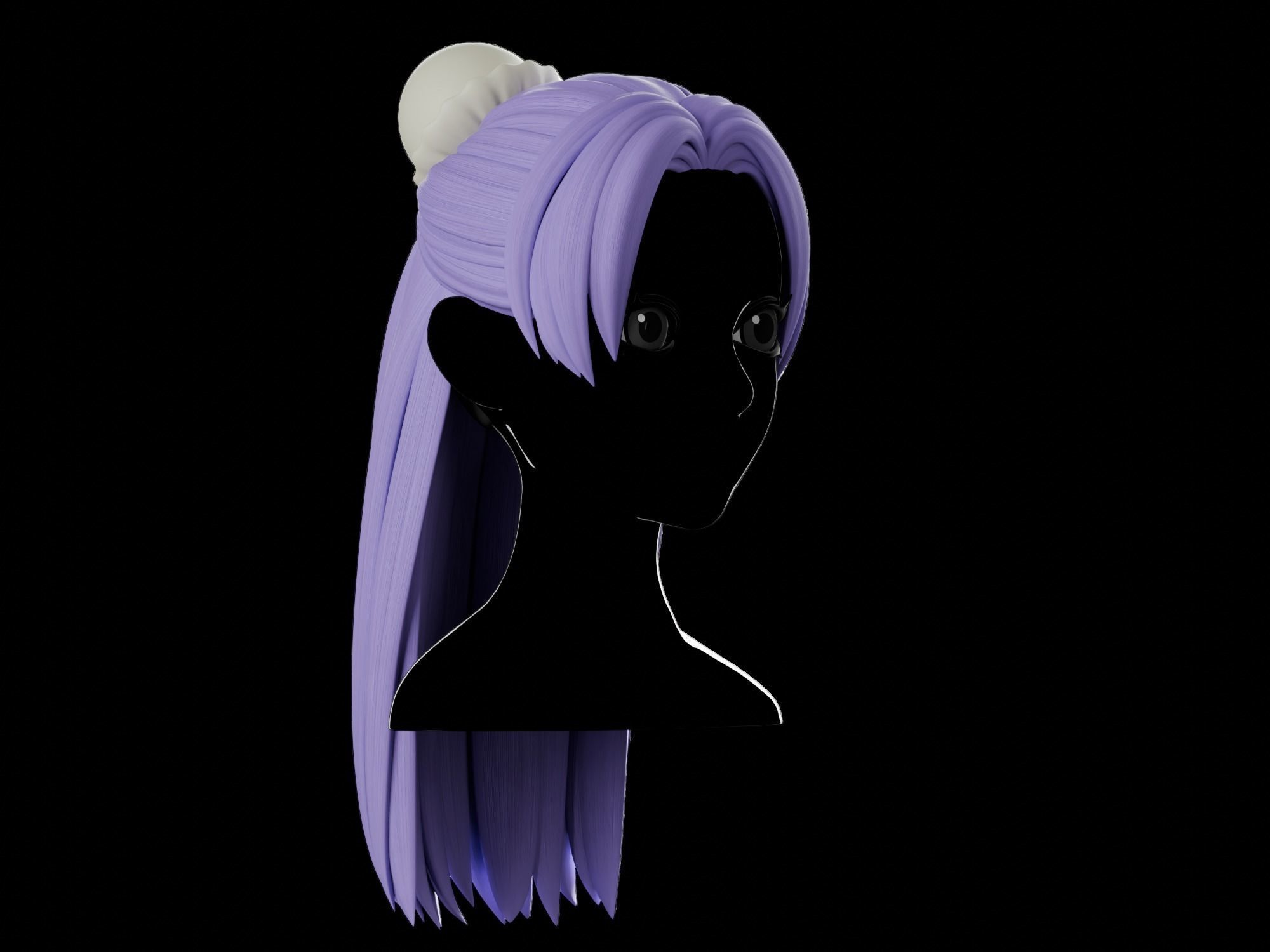 Anime hair style 08 Low-poly 3D model_8