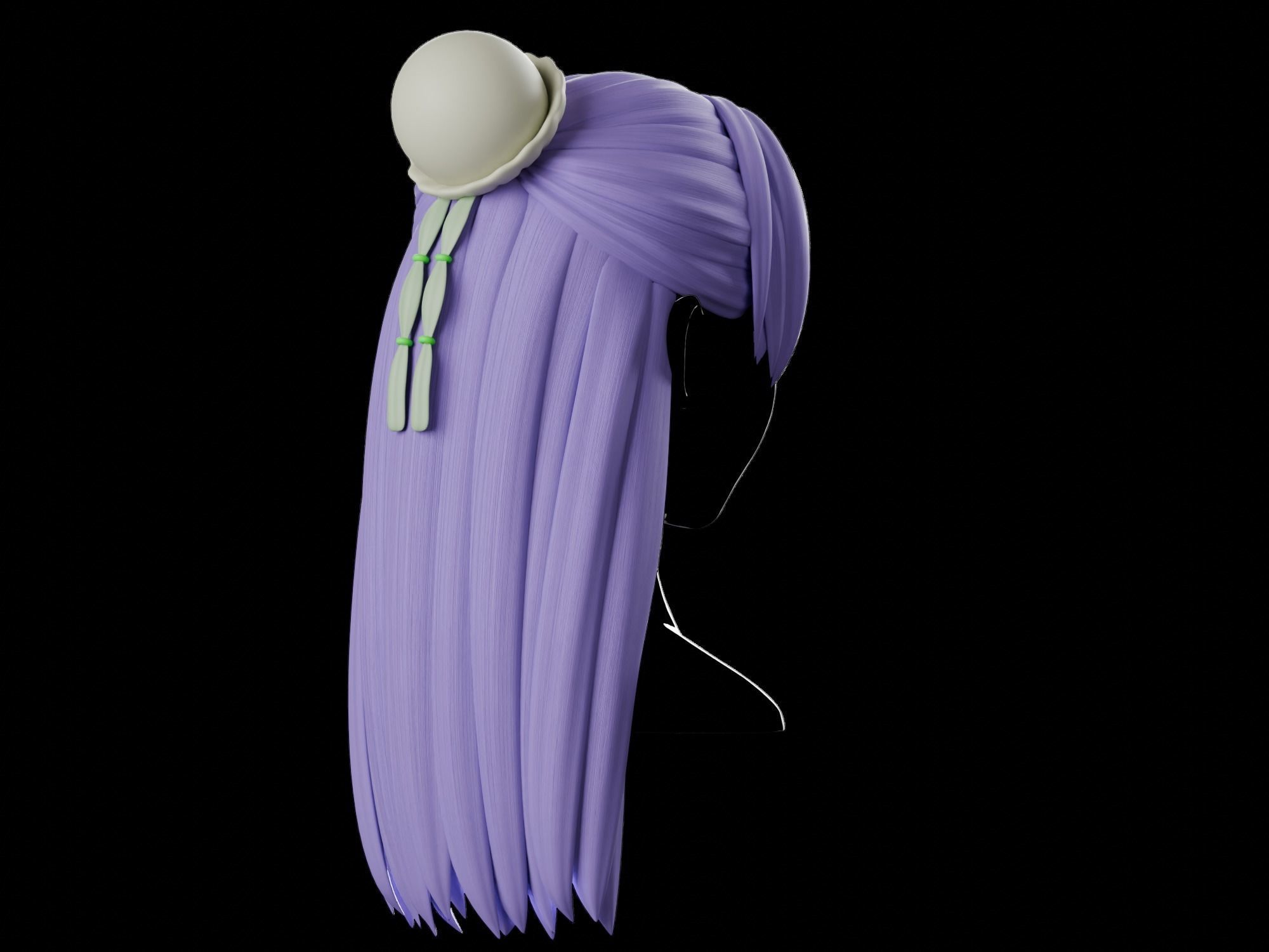 Anime hair style 08 Low-poly 3D model_6