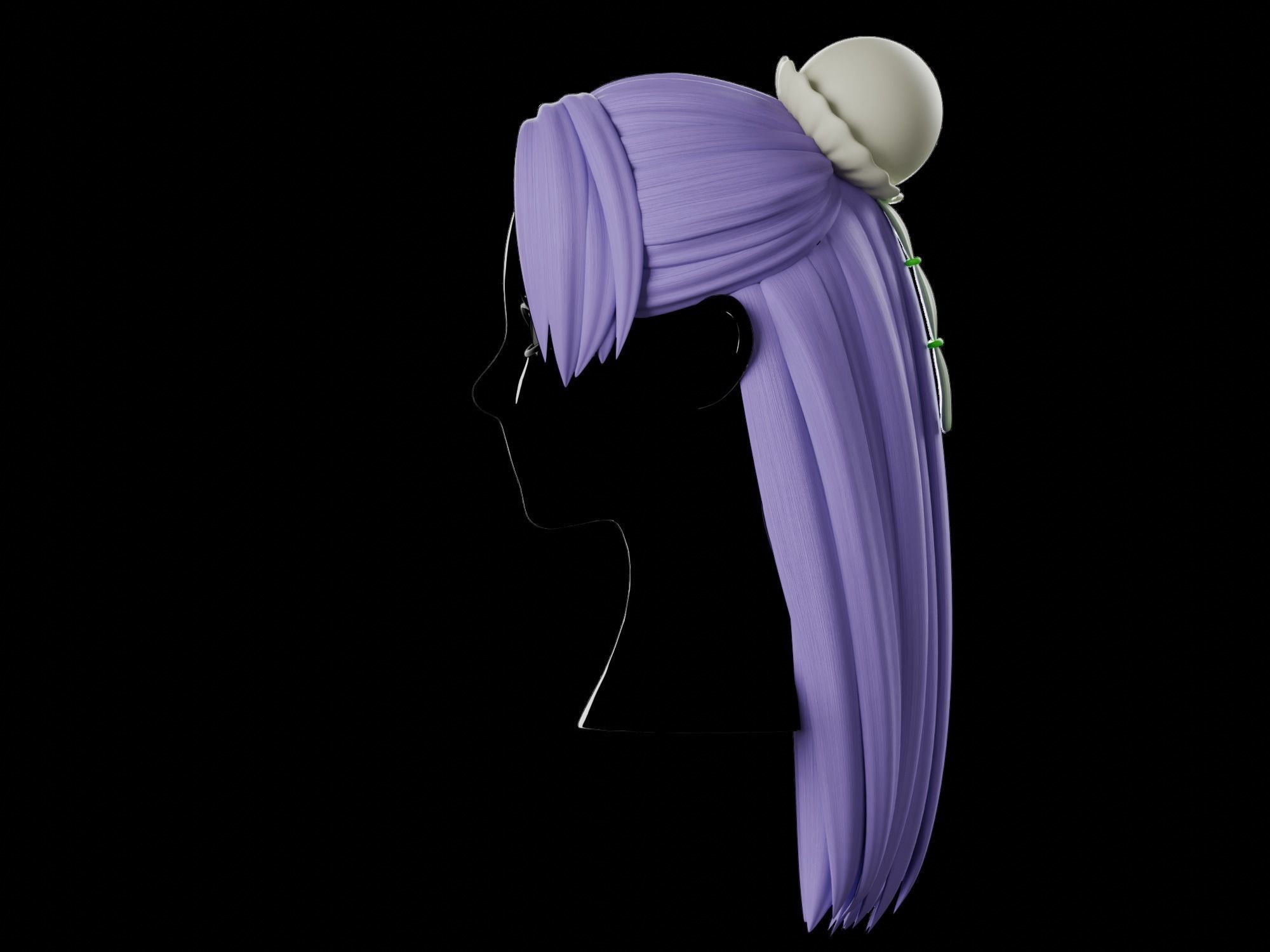 Anime hair style 08 Low-poly 3D model_3