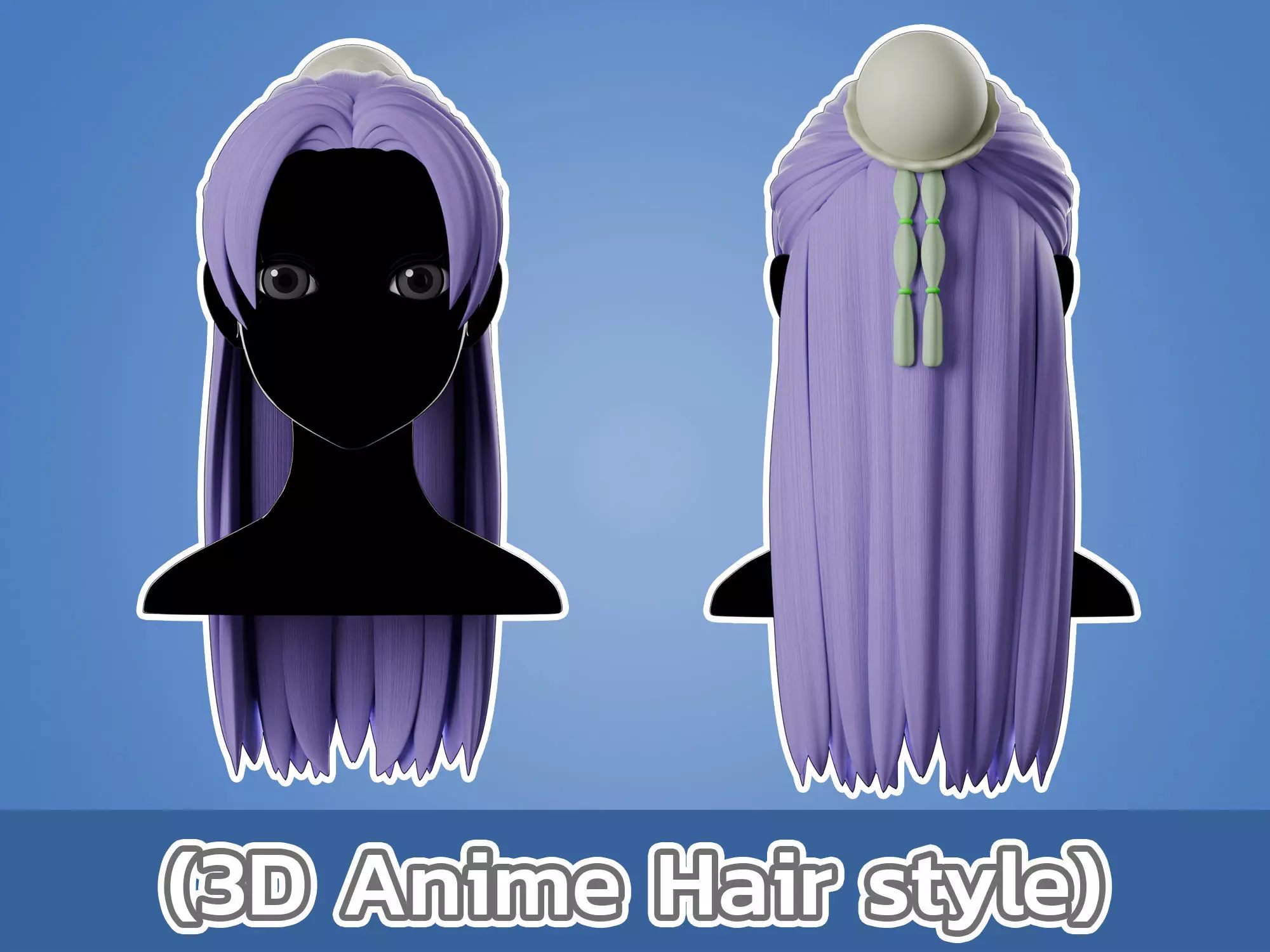 Anime hair style 08 Low-poly 3D model_0