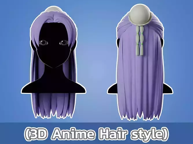 Anime hair style 08 Low-poly 3D model Anime hair style 08 Low-poly 3D model