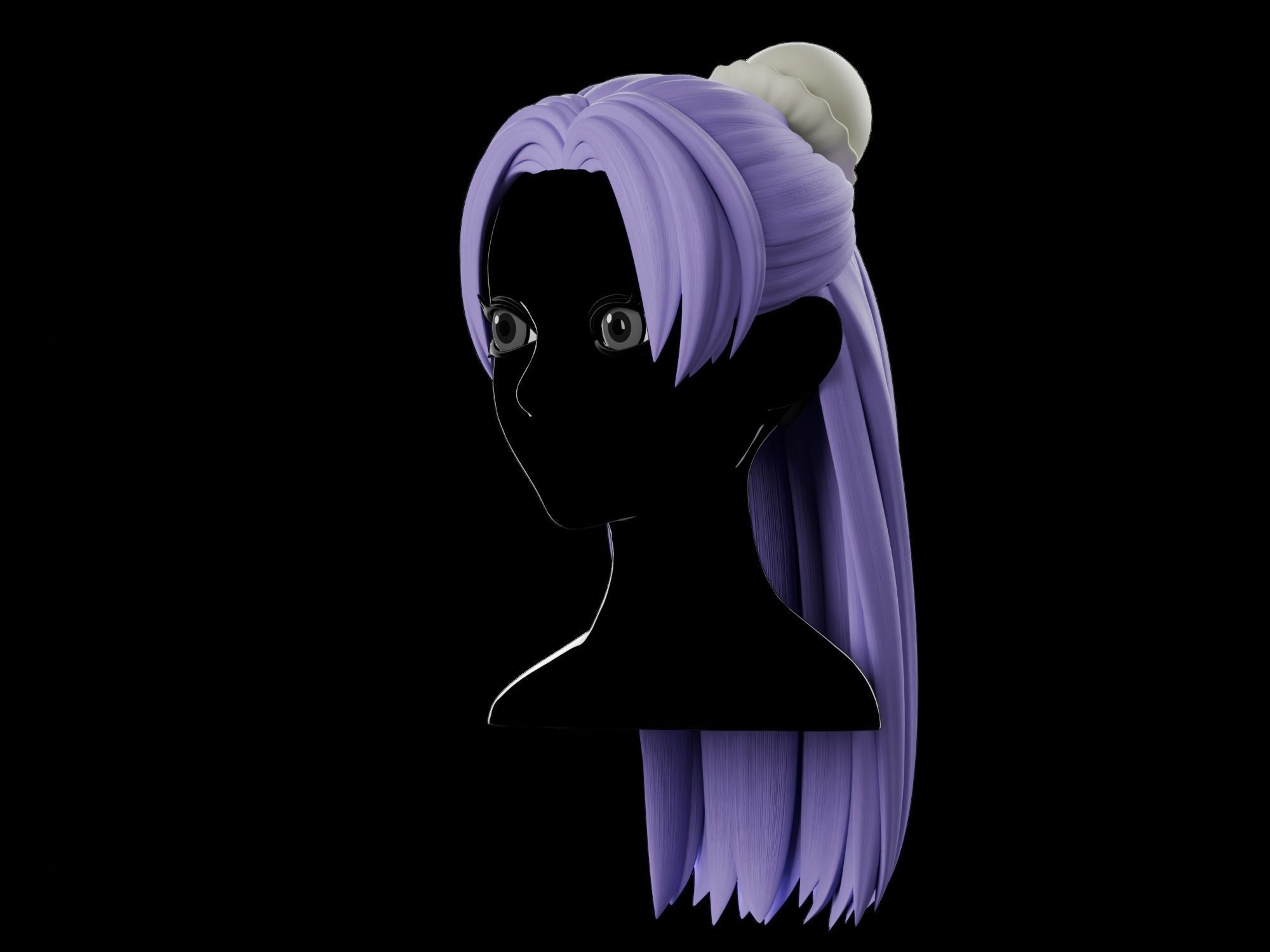 Anime hair style 08 Low-poly 3D model_2
