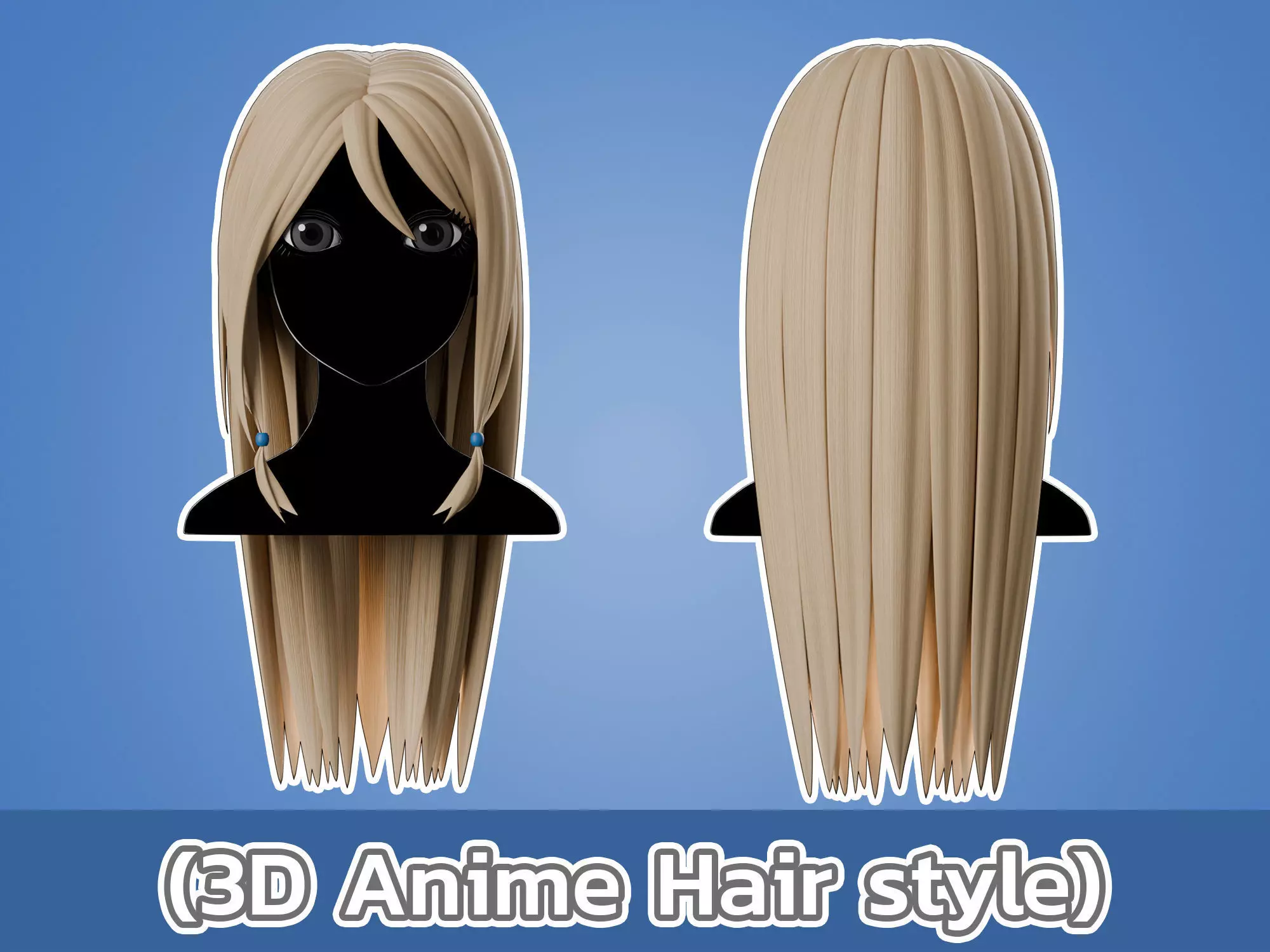 Anime hair style 09 Low-poly 3D model