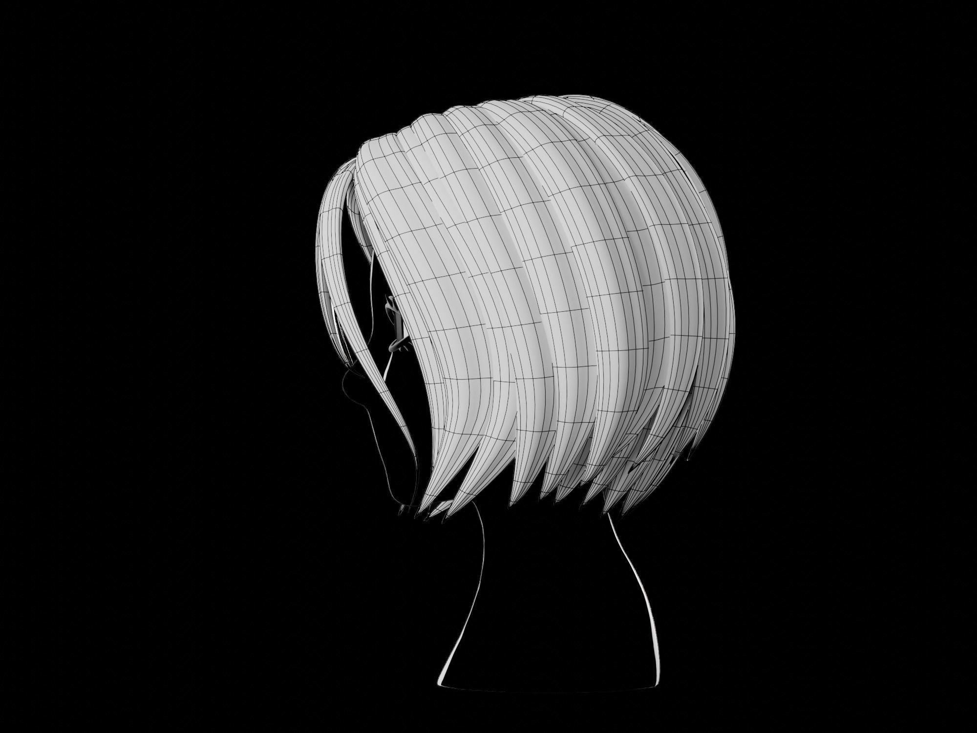 Anime hair style 11 Low-poly 3D model_11