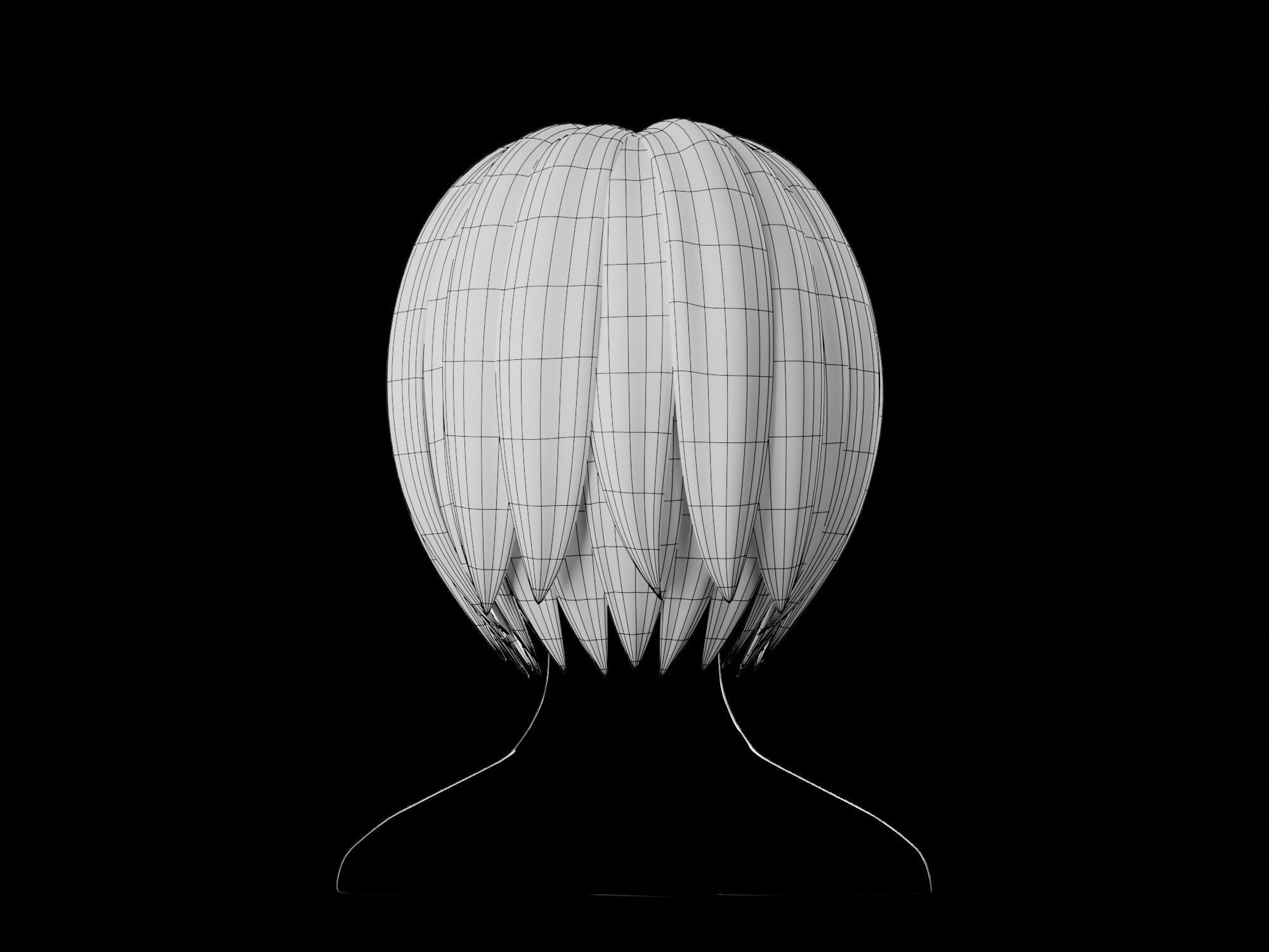 Anime hair style 11 Low-poly 3D model_13