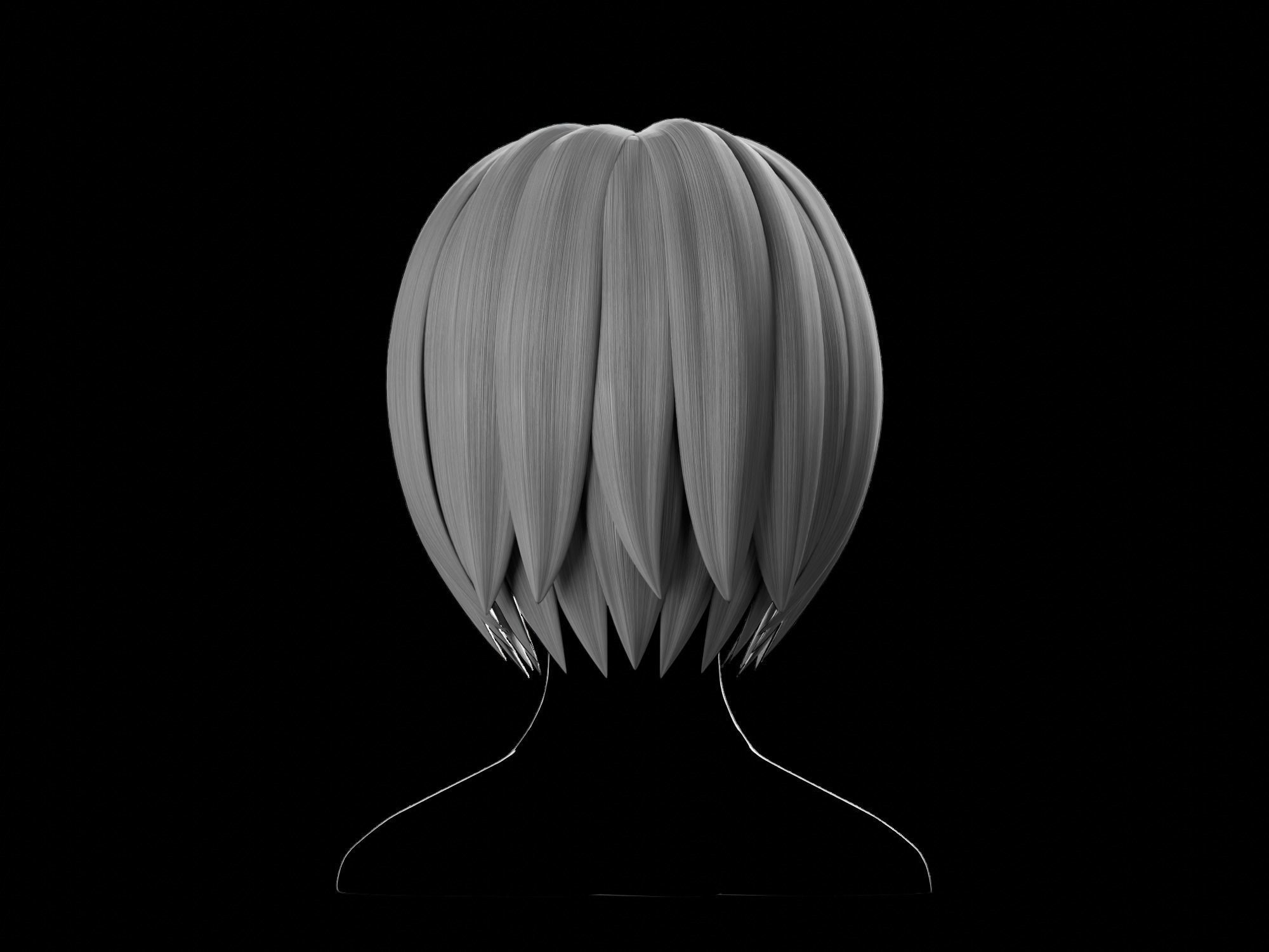 Anime hair style 11 Low-poly 3D model_5