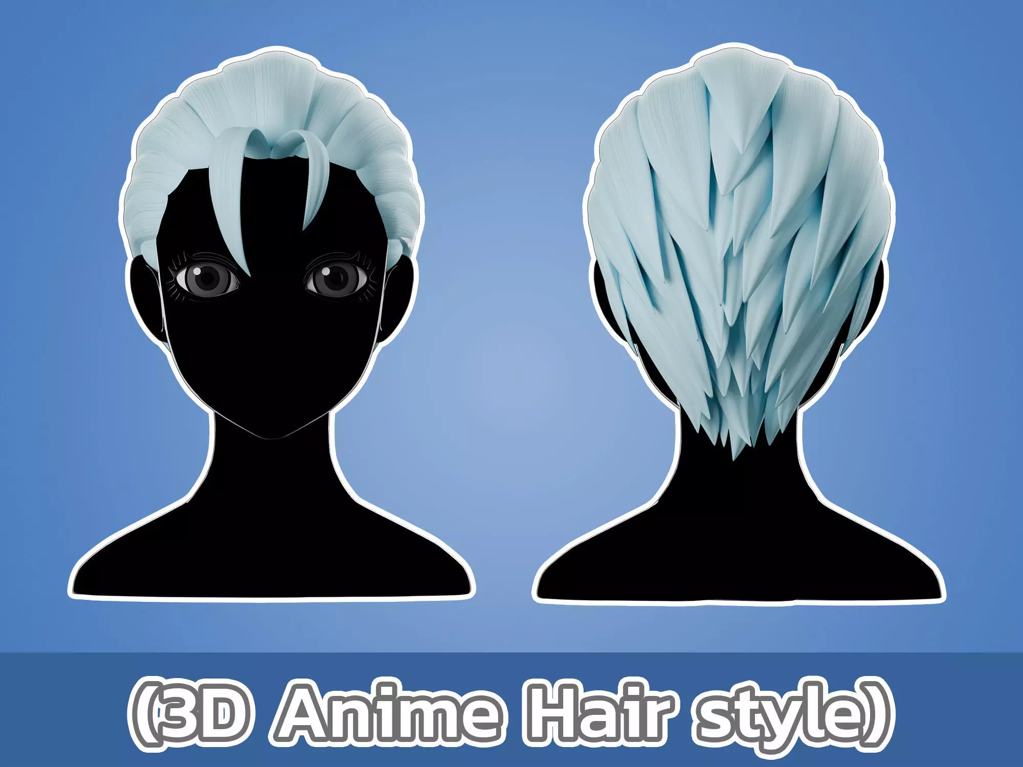 Anime hair style 13 Low-poly 3D model