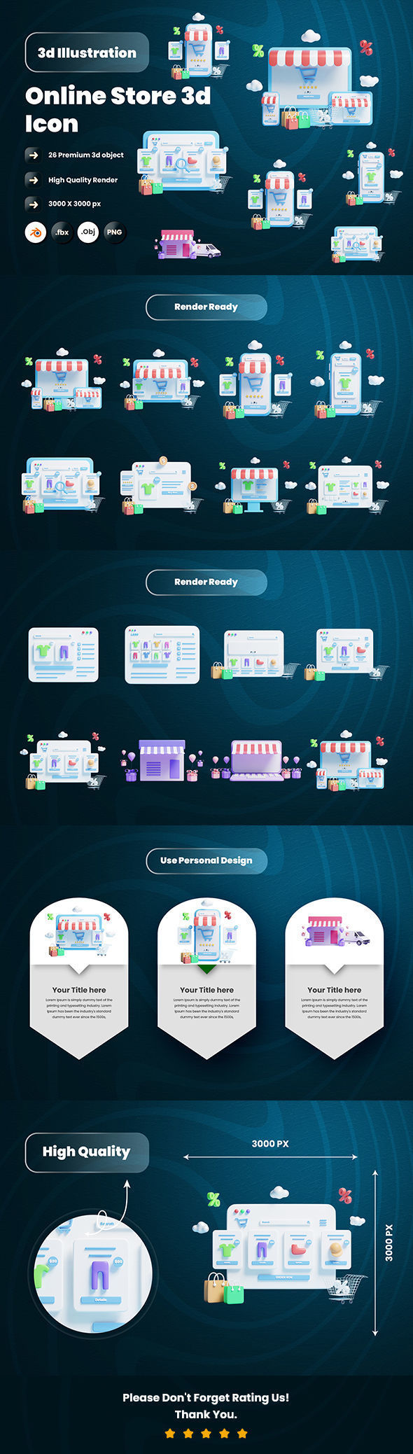 Online Store 3d Illustration Icon Pack 3D model_5