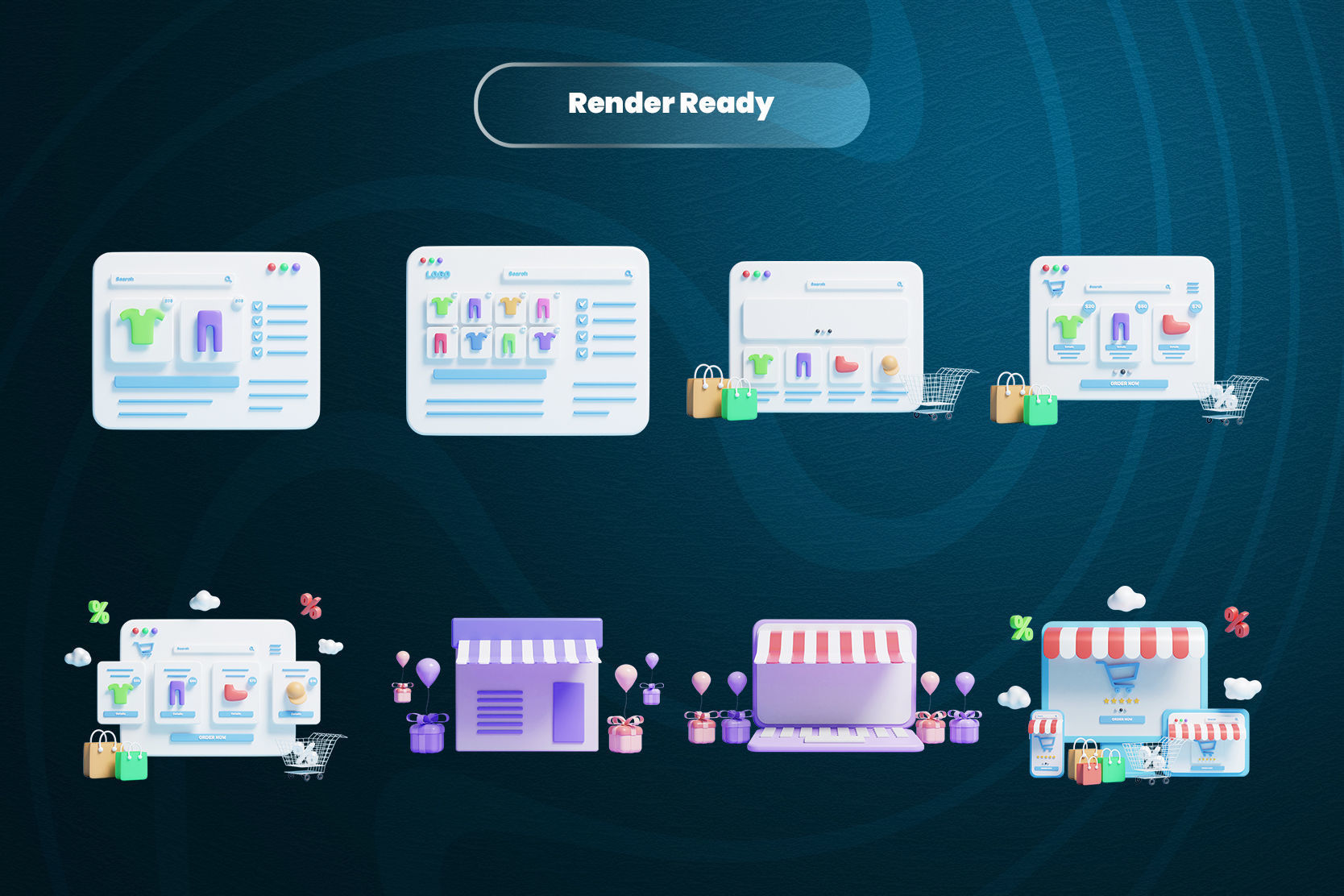 Online Store 3d Illustration Icon Pack 3D model_2