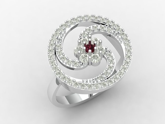Diamond Triple Circle Ring 3D print model