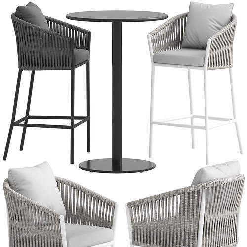 Coco Republic Catalina Outdoor Barstool and Oslo Table 3D model