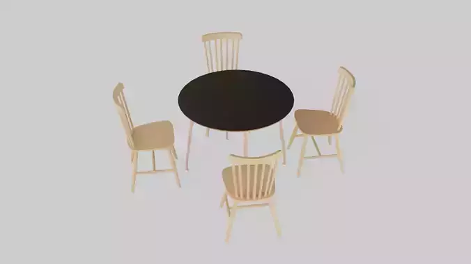 Luxury Wood and Metal Round   Dining  Table and Chairs Set