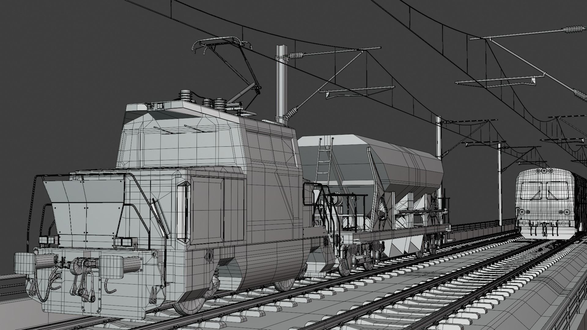 Bridge with passenger and cargo trains II 3D model_7