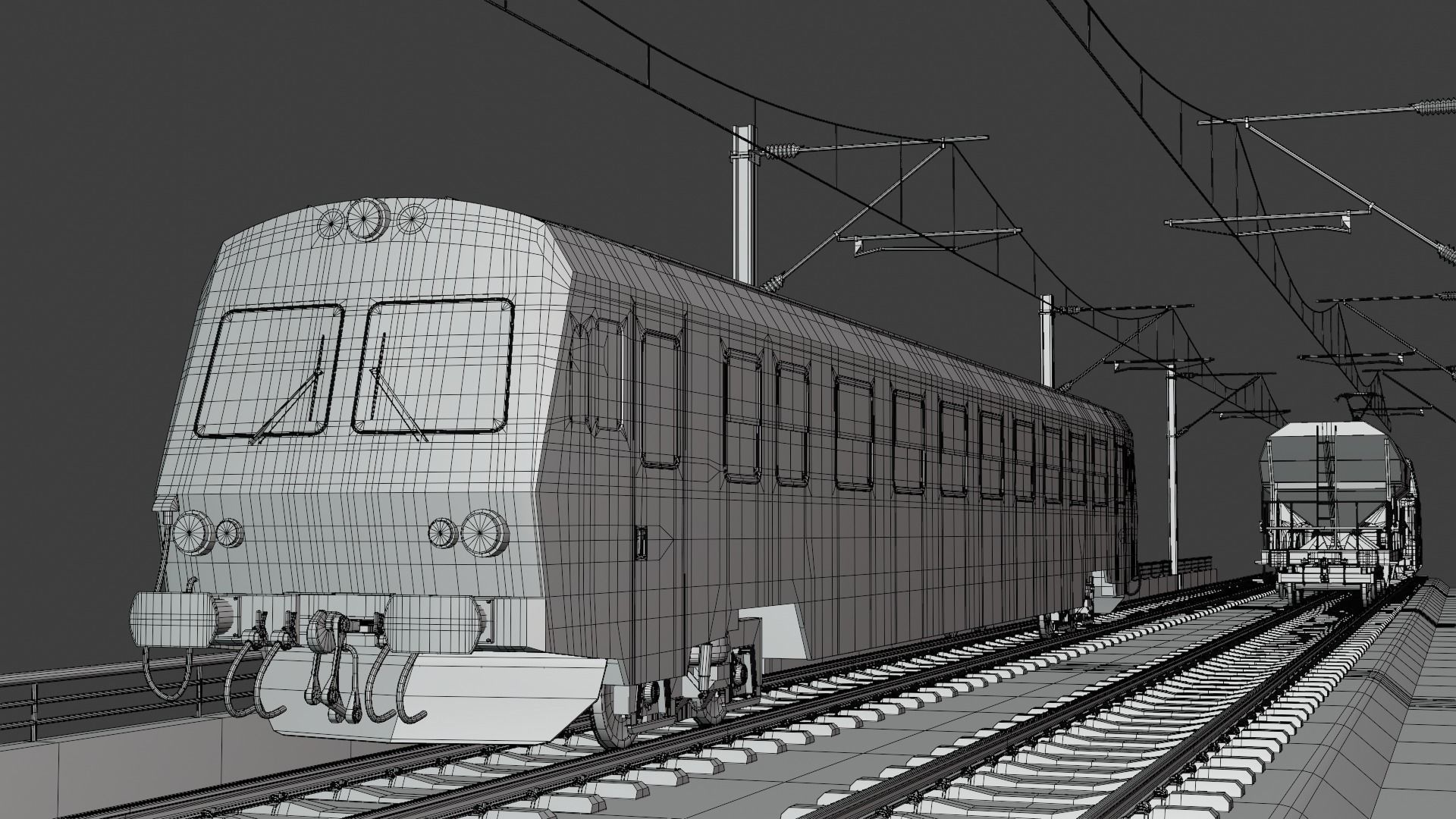 Bridge with passenger and cargo trains II 3D model_5