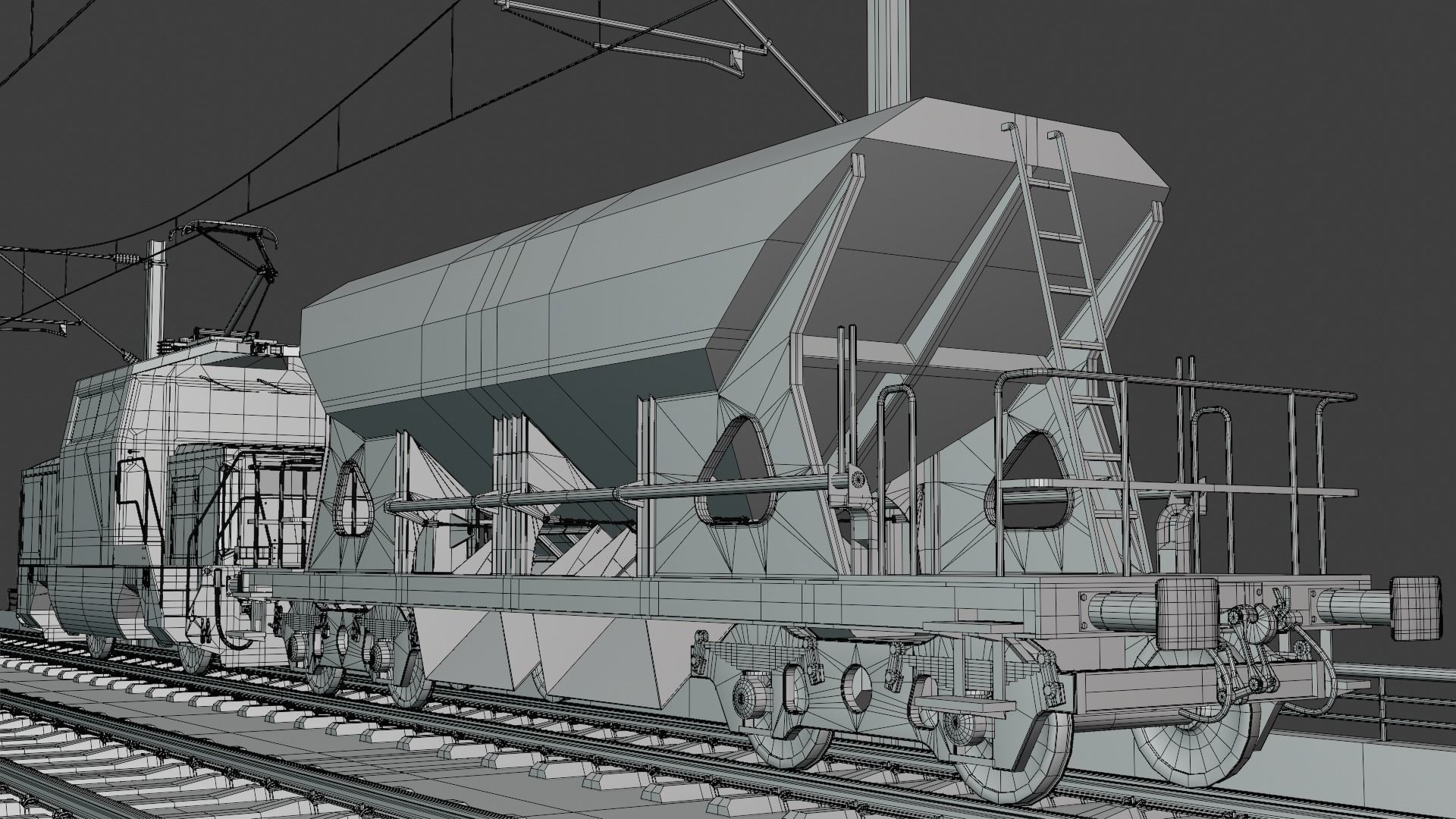 Bridge with passenger and cargo trains II 3D model_9