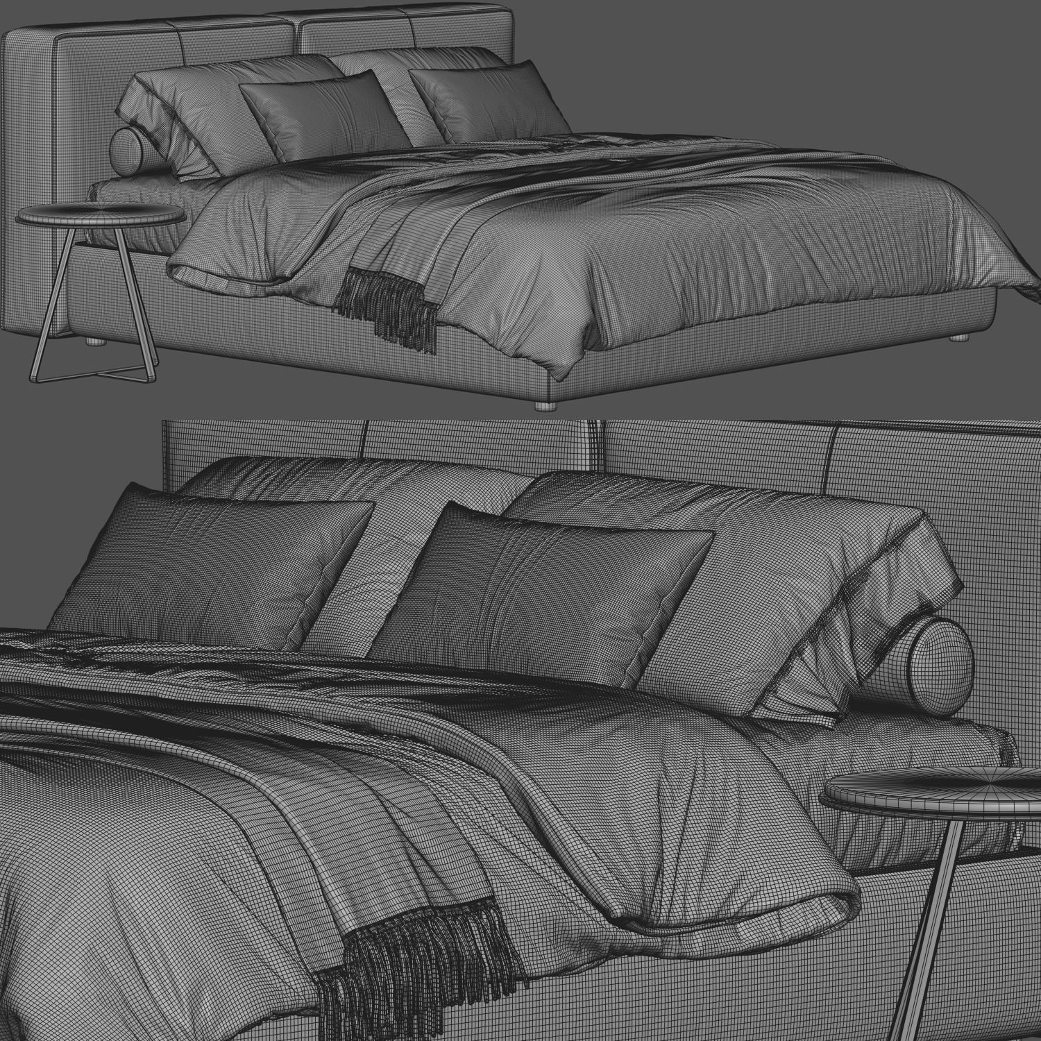 Loft Double Bed 3D model_2