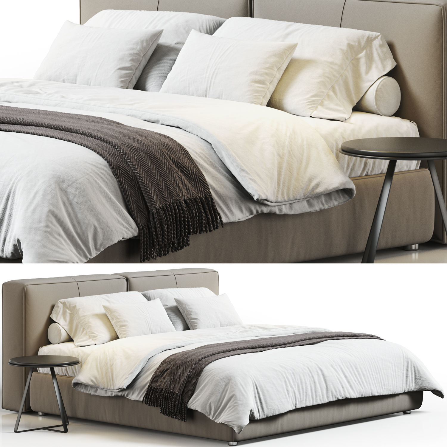 Loft Double Bed 3D model_1