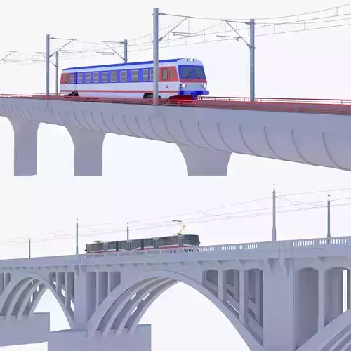 Tram and train bridge 3D Model Collection
