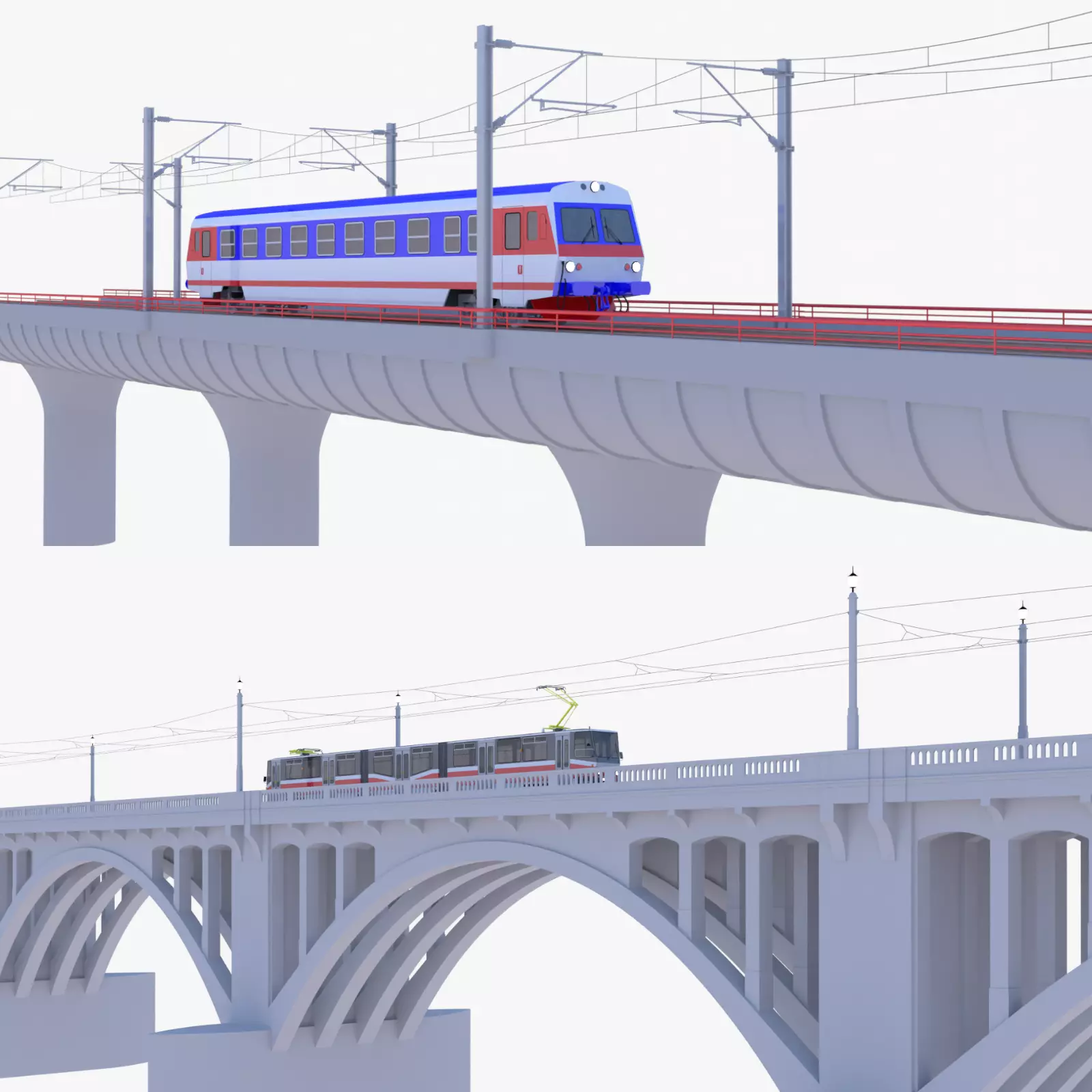 Tram and train bridge 3D Model Collection_0
