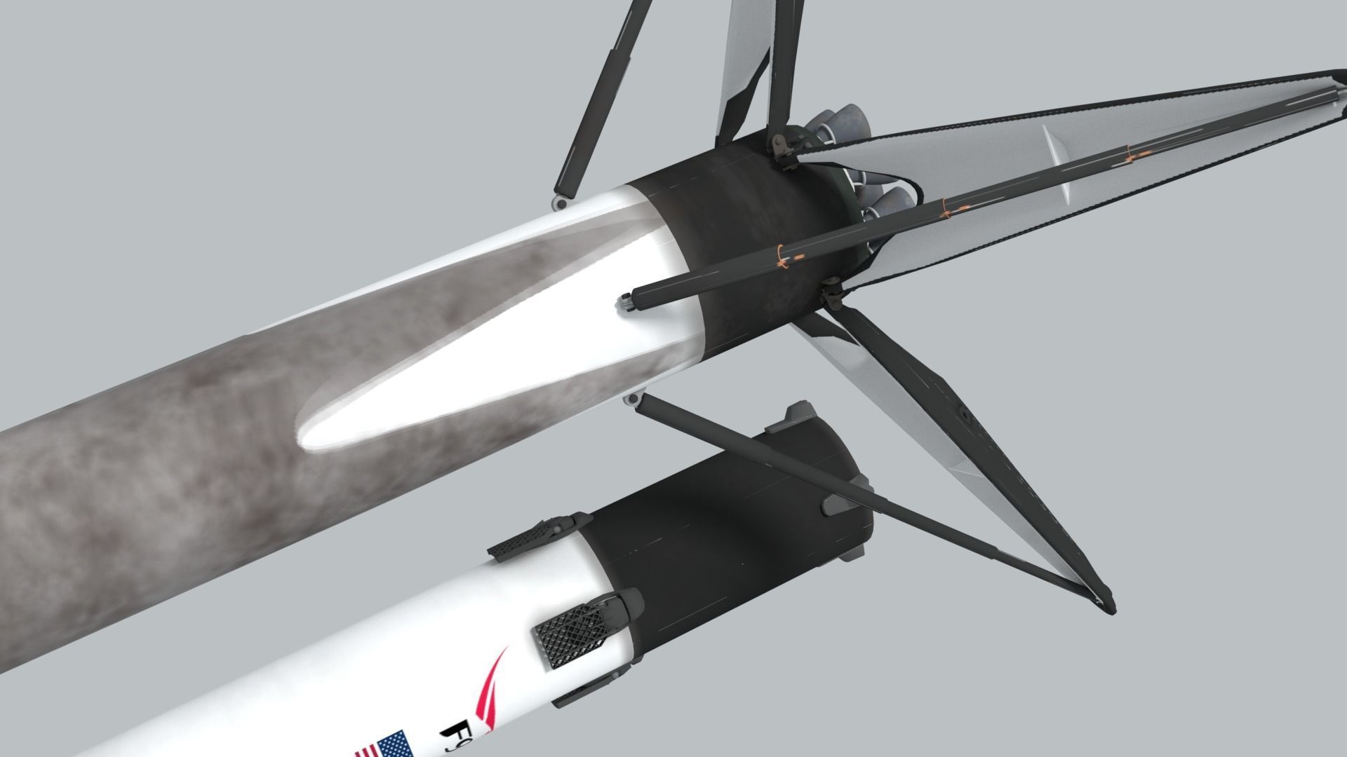 SpaceX Falcon 9 Rocket - Used and Unused 3D model_3