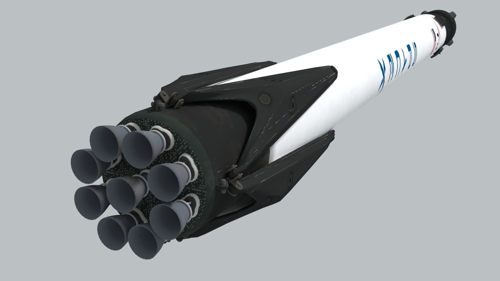 SpaceX Falcon 9 Rocket - Used and Unused 3D model_1