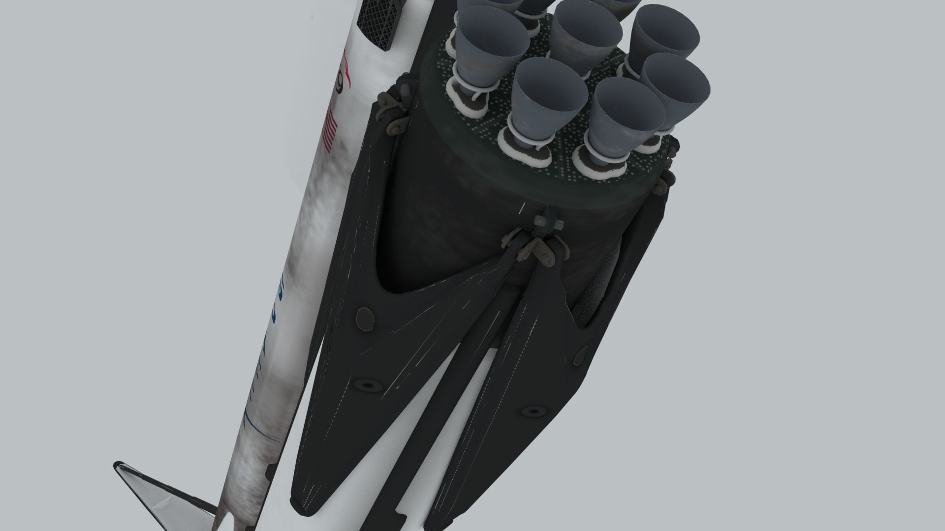 SpaceX Falcon 9 Rocket - Used and Unused 3D model_9