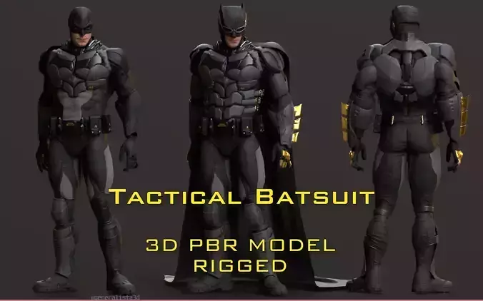 Tactical Batsuit Renderable rigged Low-poly 3D model