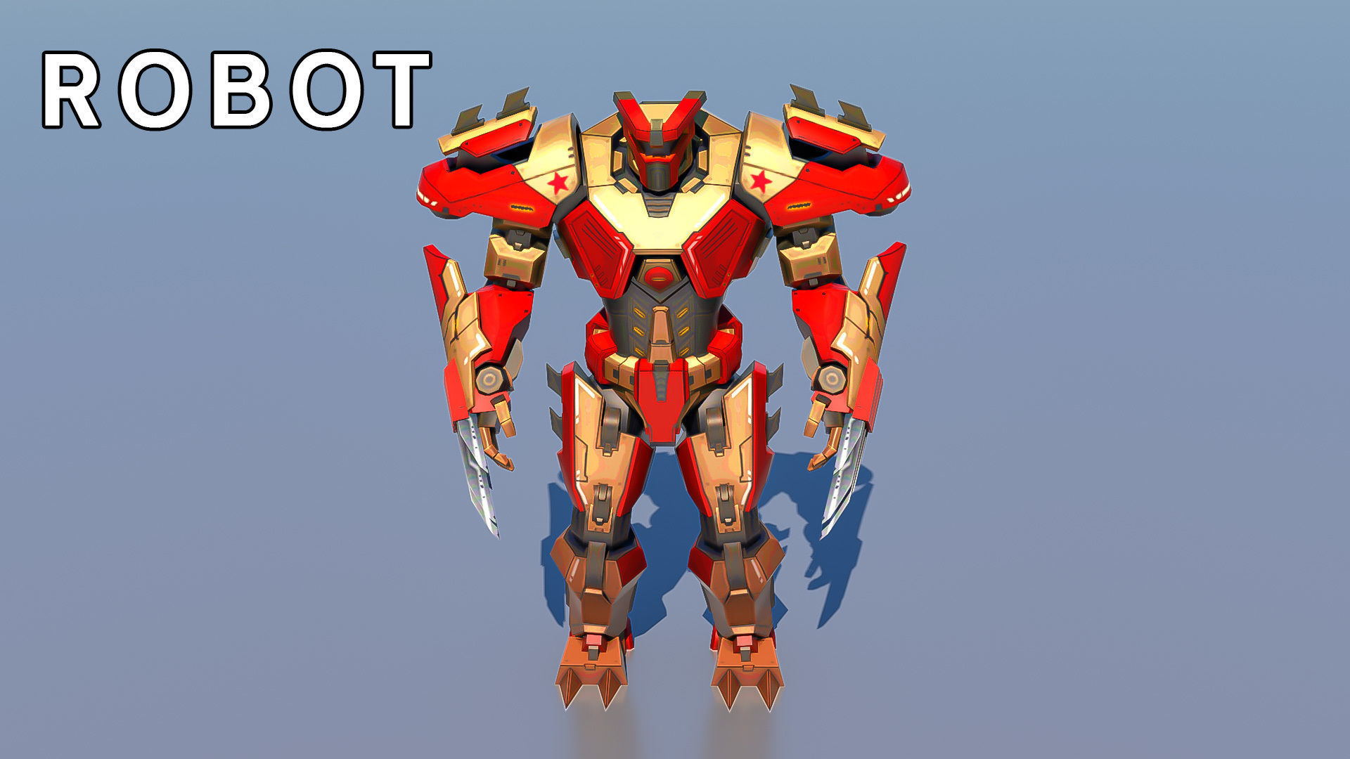 High Poly Hero Robot Rigged and Textured 3D model_1