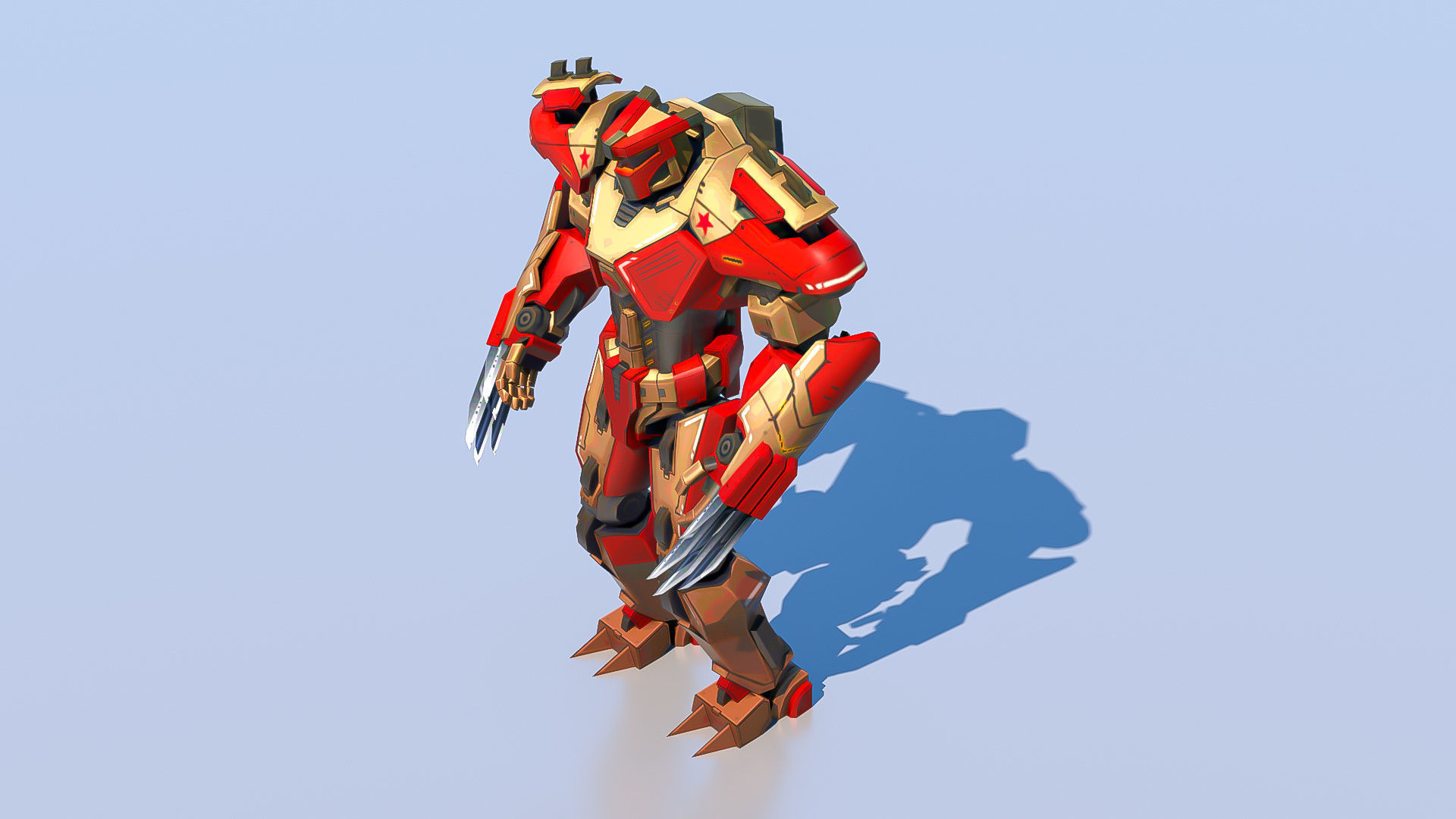 High Poly Hero Robot Rigged and Textured 3D model_2