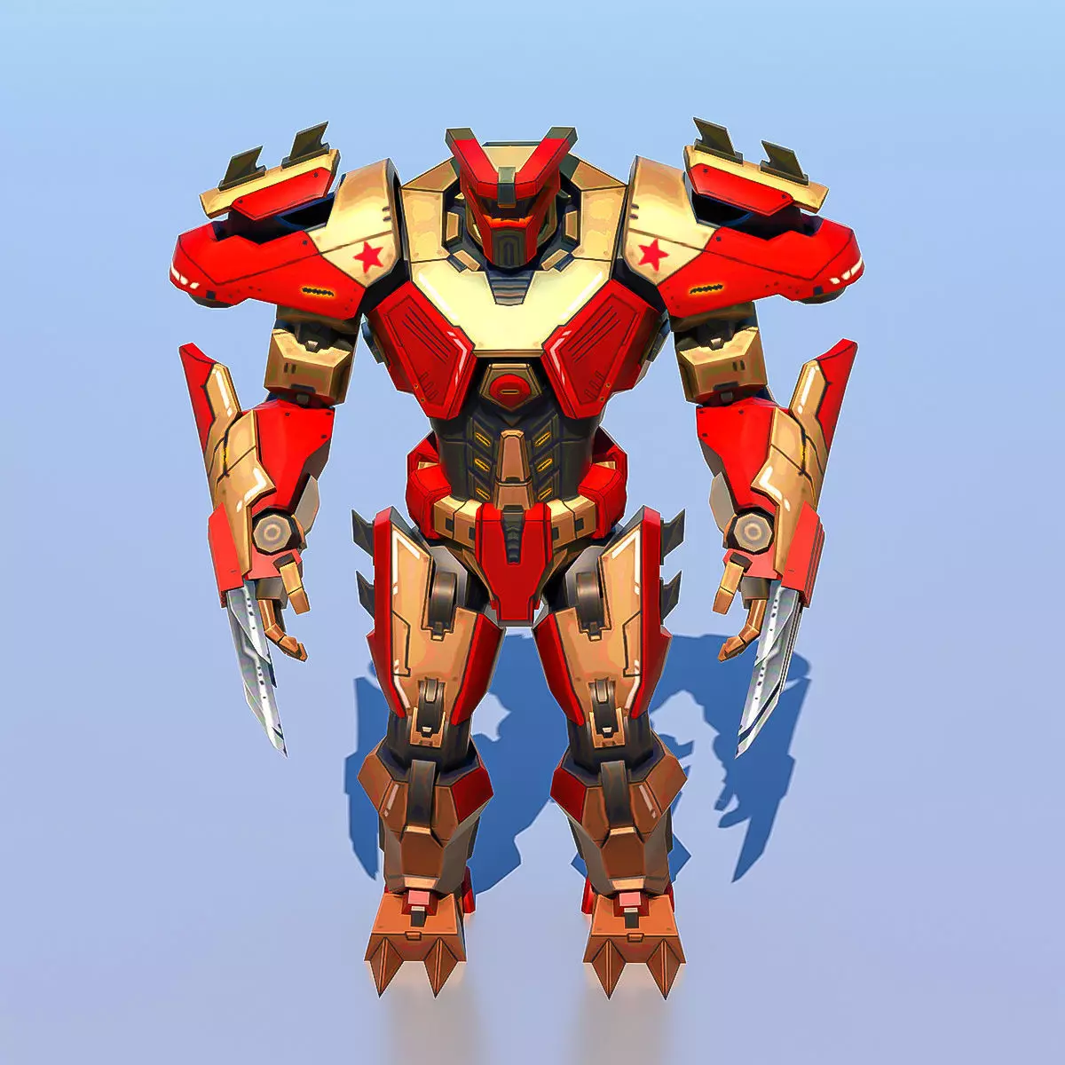 High Poly Hero Robot Rigged and Textured 3D model_0