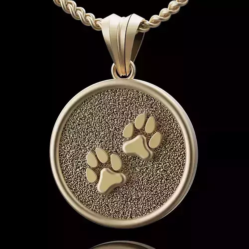 Dog paw pendant silver gold printable jewelry 3D model