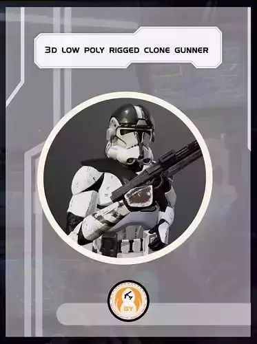Clone Trooper Phase 2 AT-TE Gunner Rigged Low-poly 3D model
