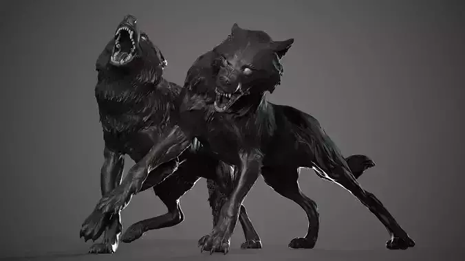 Wolves - 3D Sculpting - High Poly  3D print model Wolves - 3D Sculpting - High Poly  3D print model