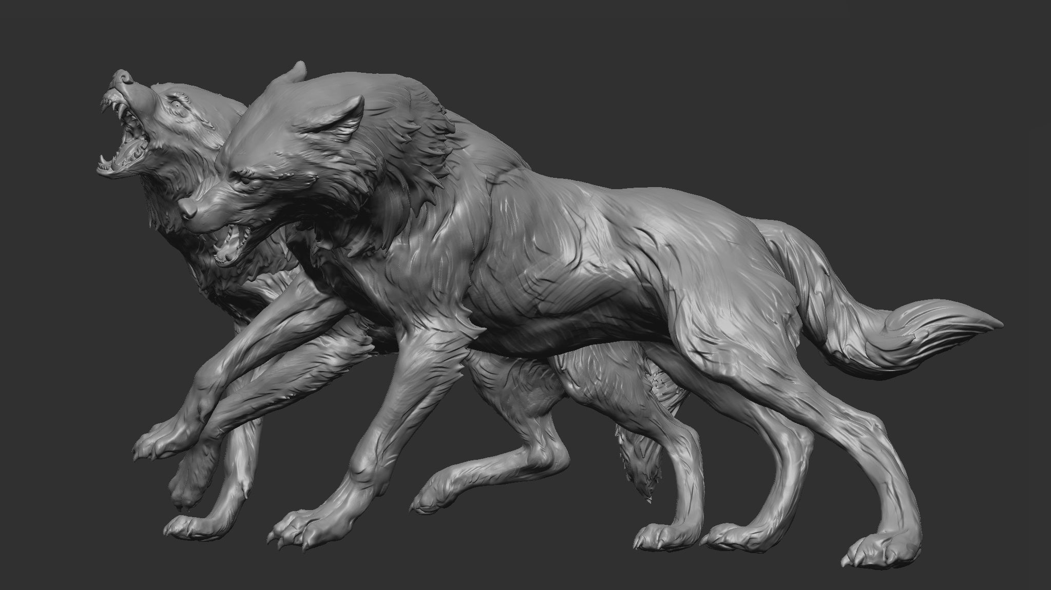 Wolves - 3D Sculpting - High Poly  3D print model_3