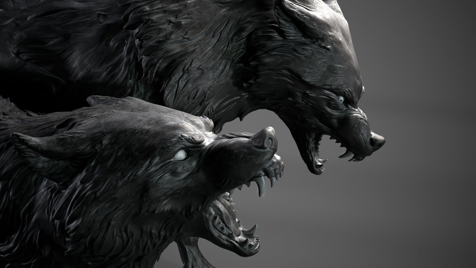 Wolves - 3D Sculpting - High Poly  3D print model_12
