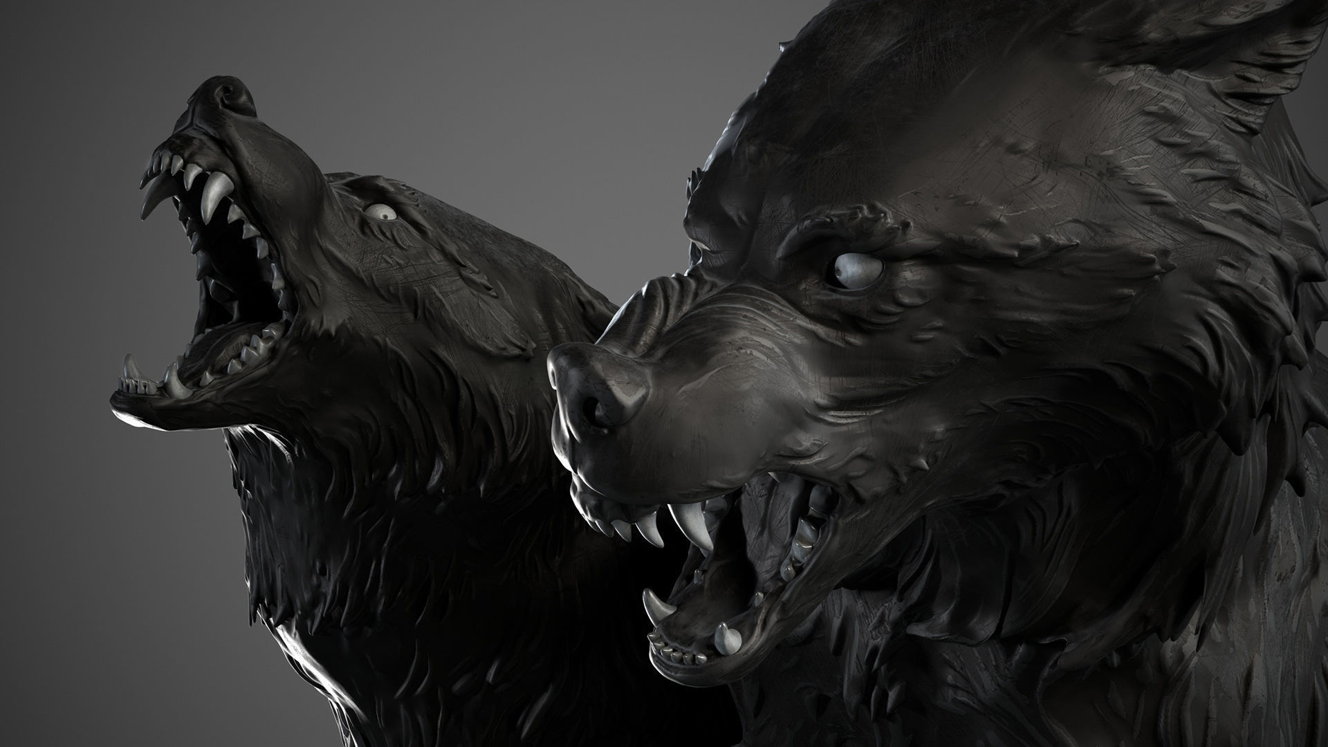 Wolves - 3D Sculpting - High Poly  3D print model_5