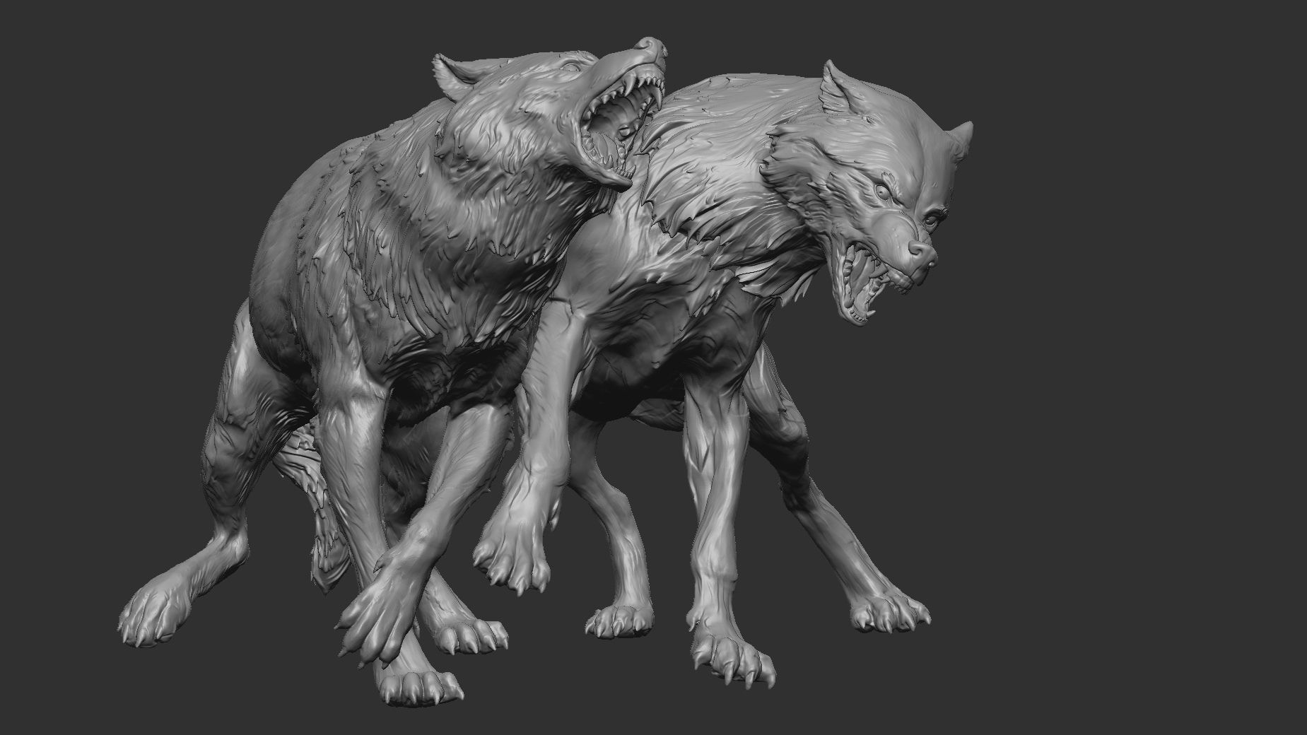 Wolves - 3D Sculpting - High Poly  3D print model_2