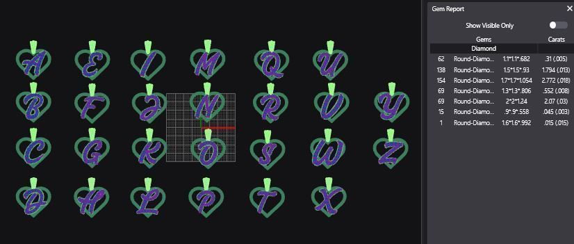 Heart Pendants with Diamond Initials  3D print model_3