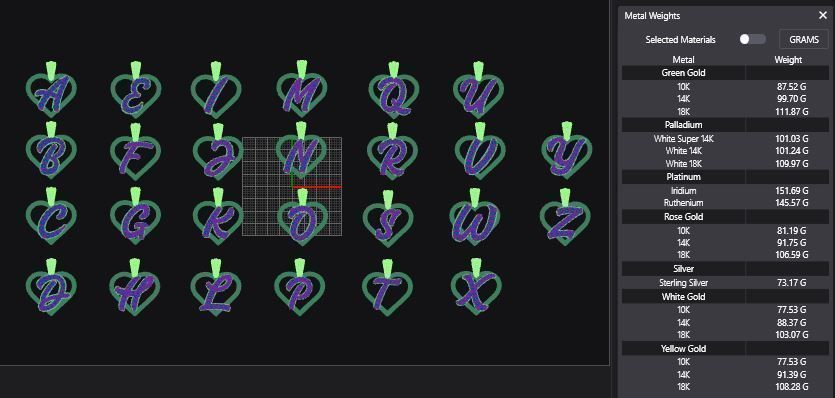 Heart Pendants with Diamond Initials  3D print model_2