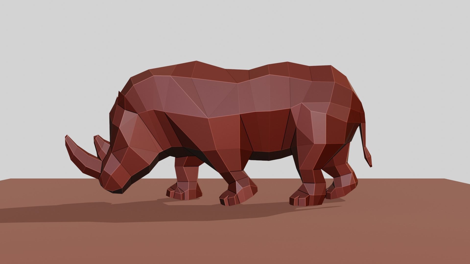 Rhino polygonal figure Low-poly 3D model_11