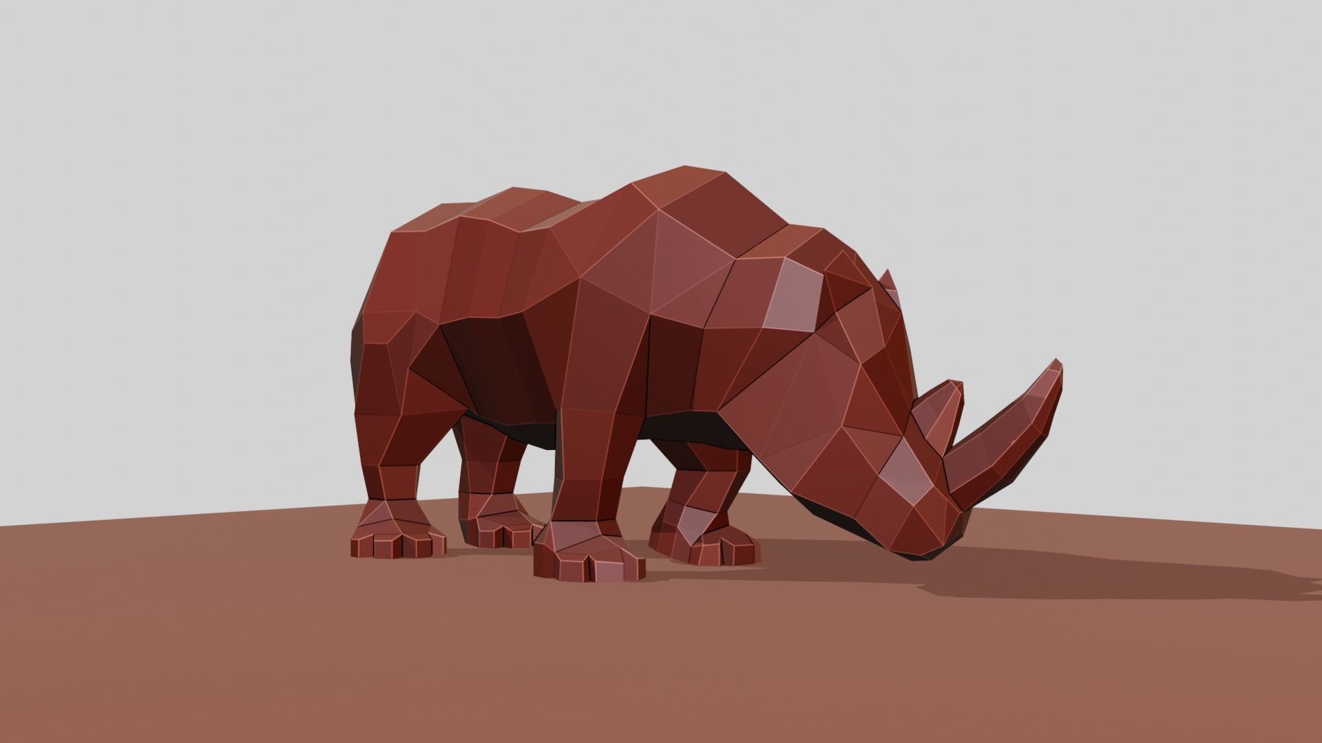 Rhino polygonal figure Low-poly 3D model_8