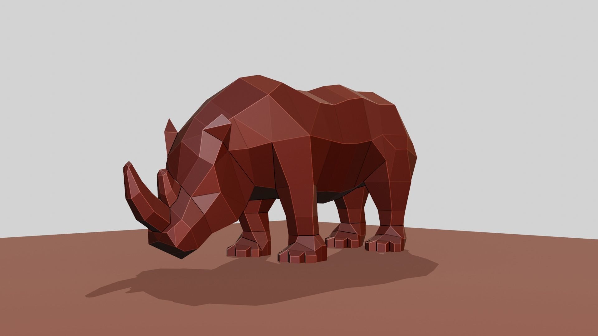 Rhino polygonal figure Low-poly 3D model_2