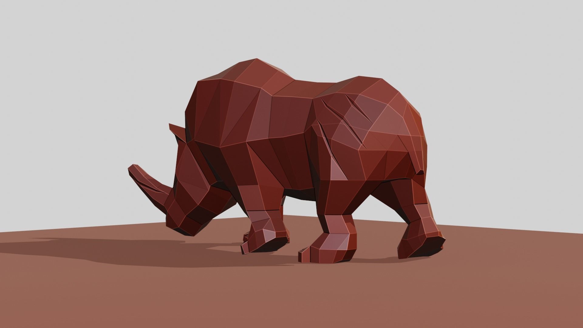 Rhino polygonal figure Low-poly 3D model_19