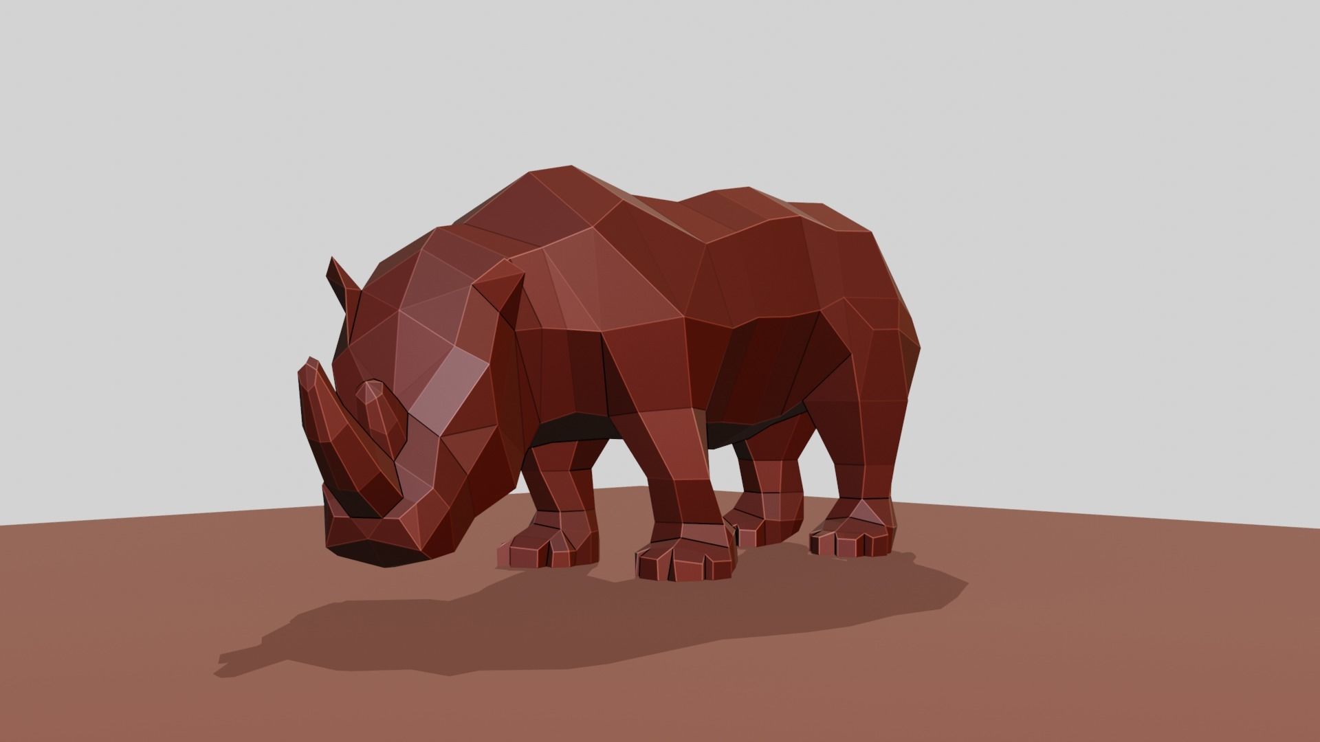 Rhino polygonal figure Low-poly 3D model_7