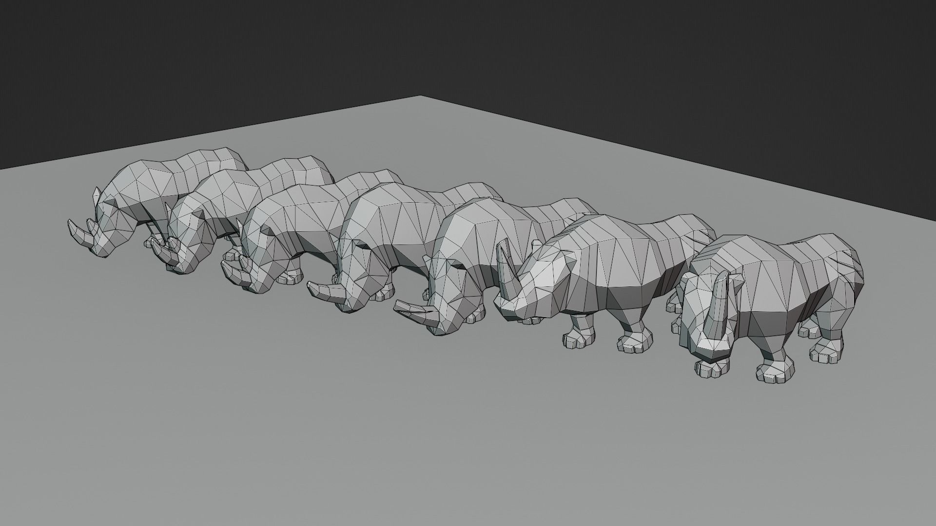 Rhino polygonal figure Low-poly 3D model_1