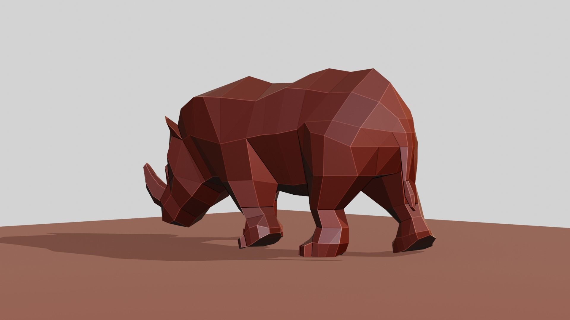 Rhino polygonal figure Low-poly 3D model_13