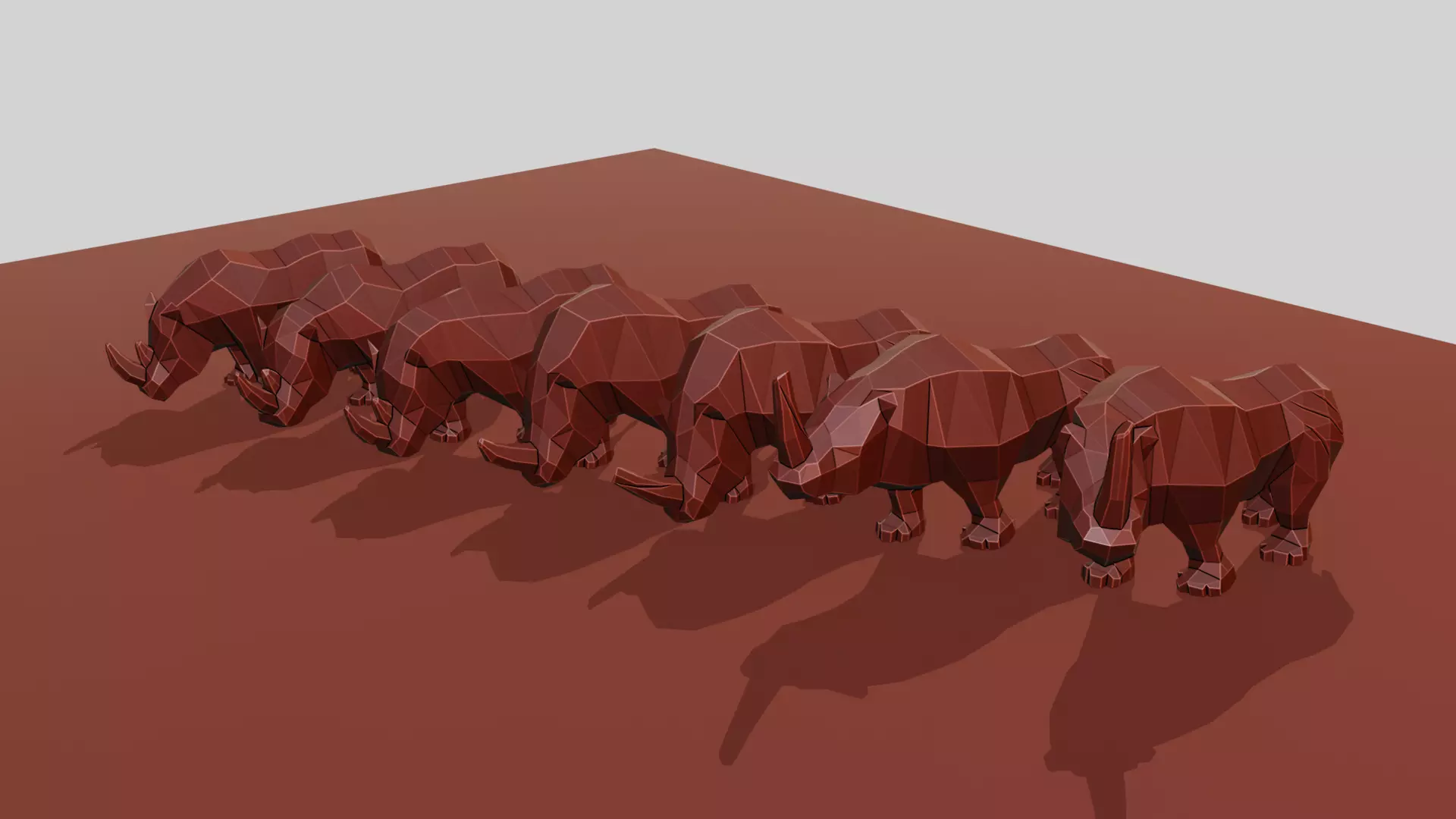 Rhino polygonal figure Low-poly 3D model_0