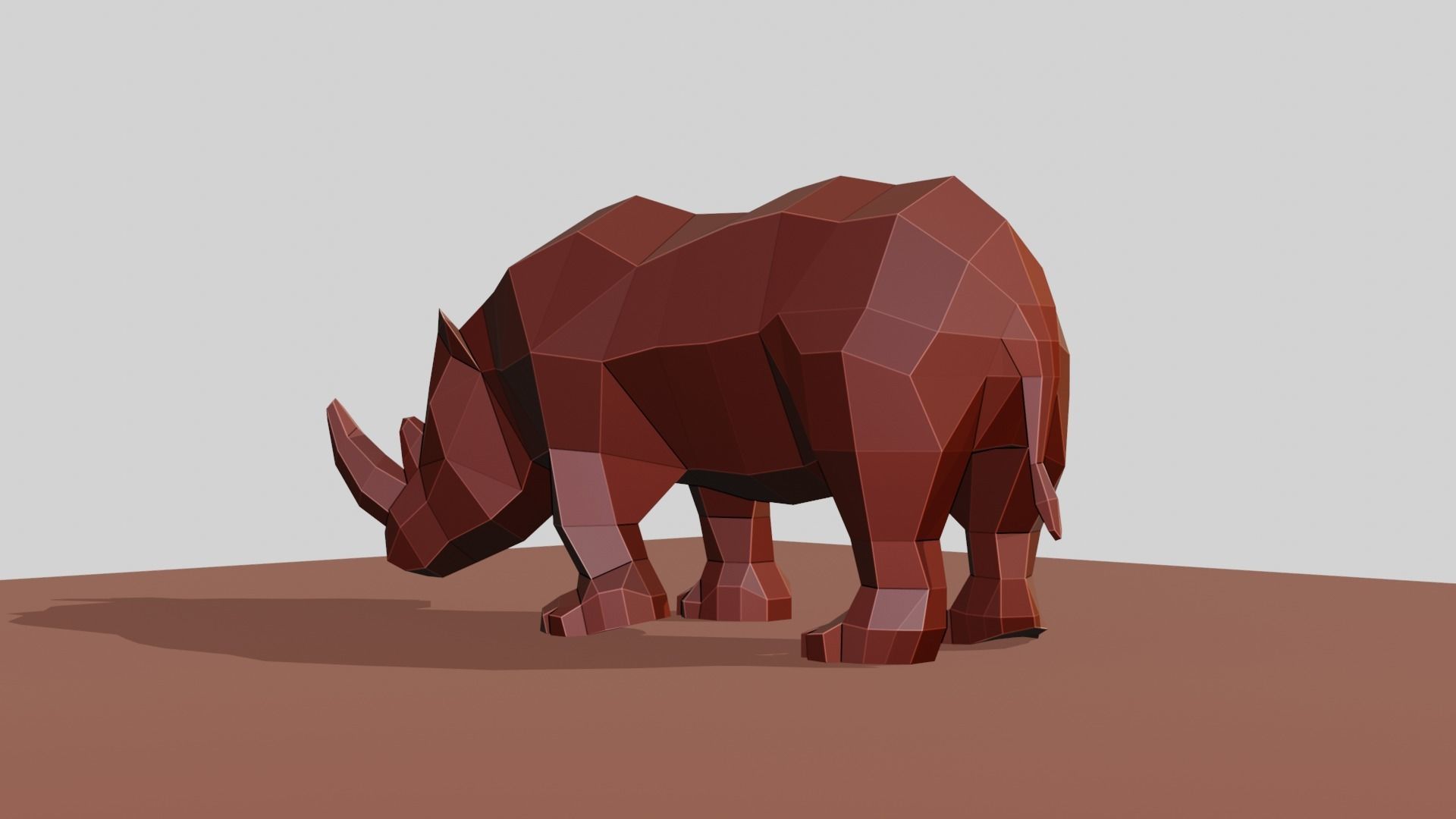 Rhino polygonal figure Low-poly 3D model_9
